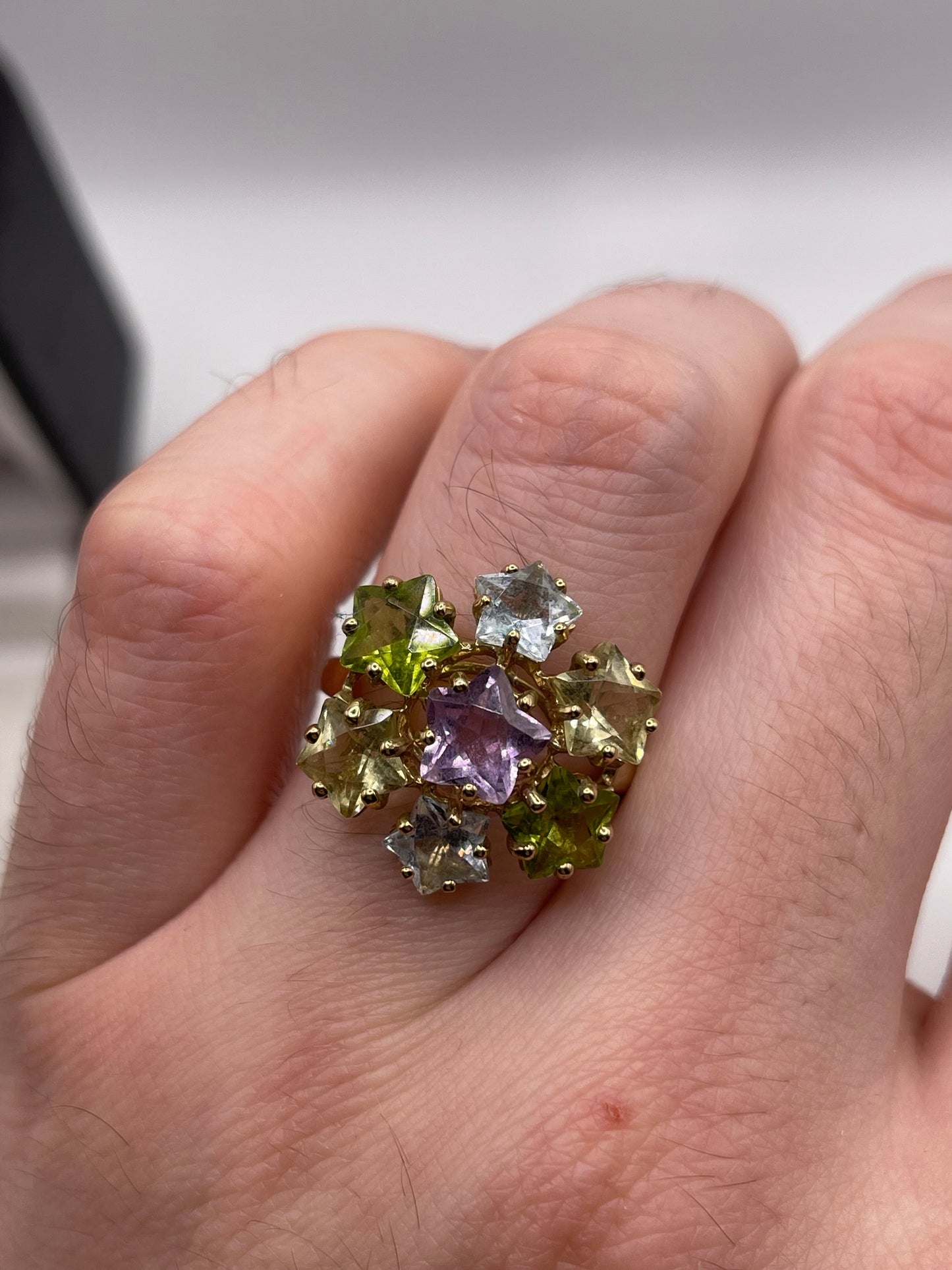 9ct gold multi gemstone ring