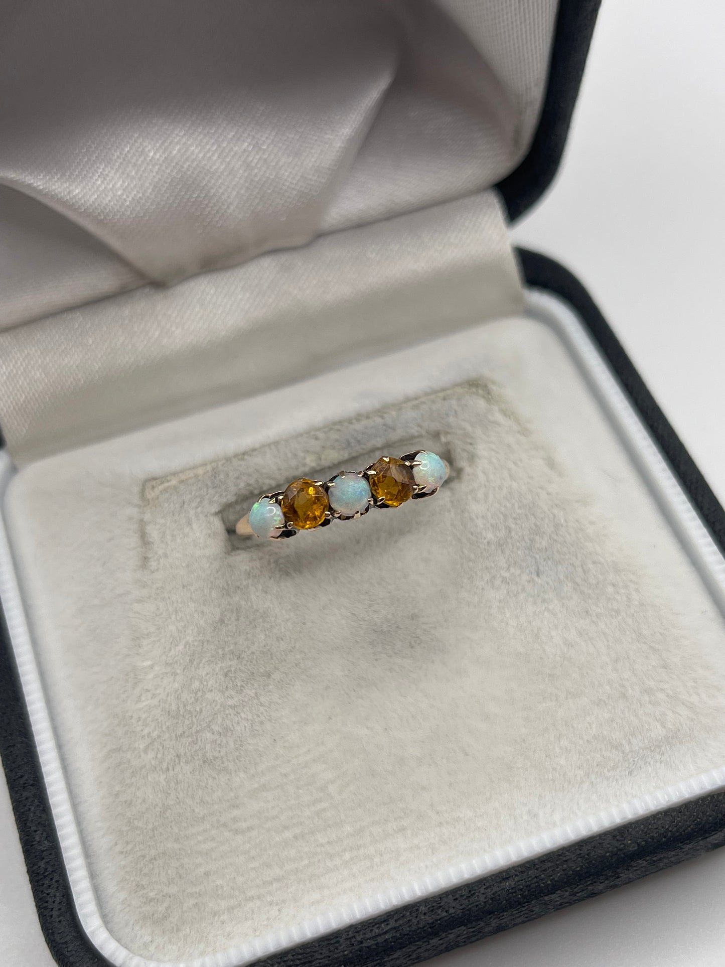9ct rose gold opal and citrine ring