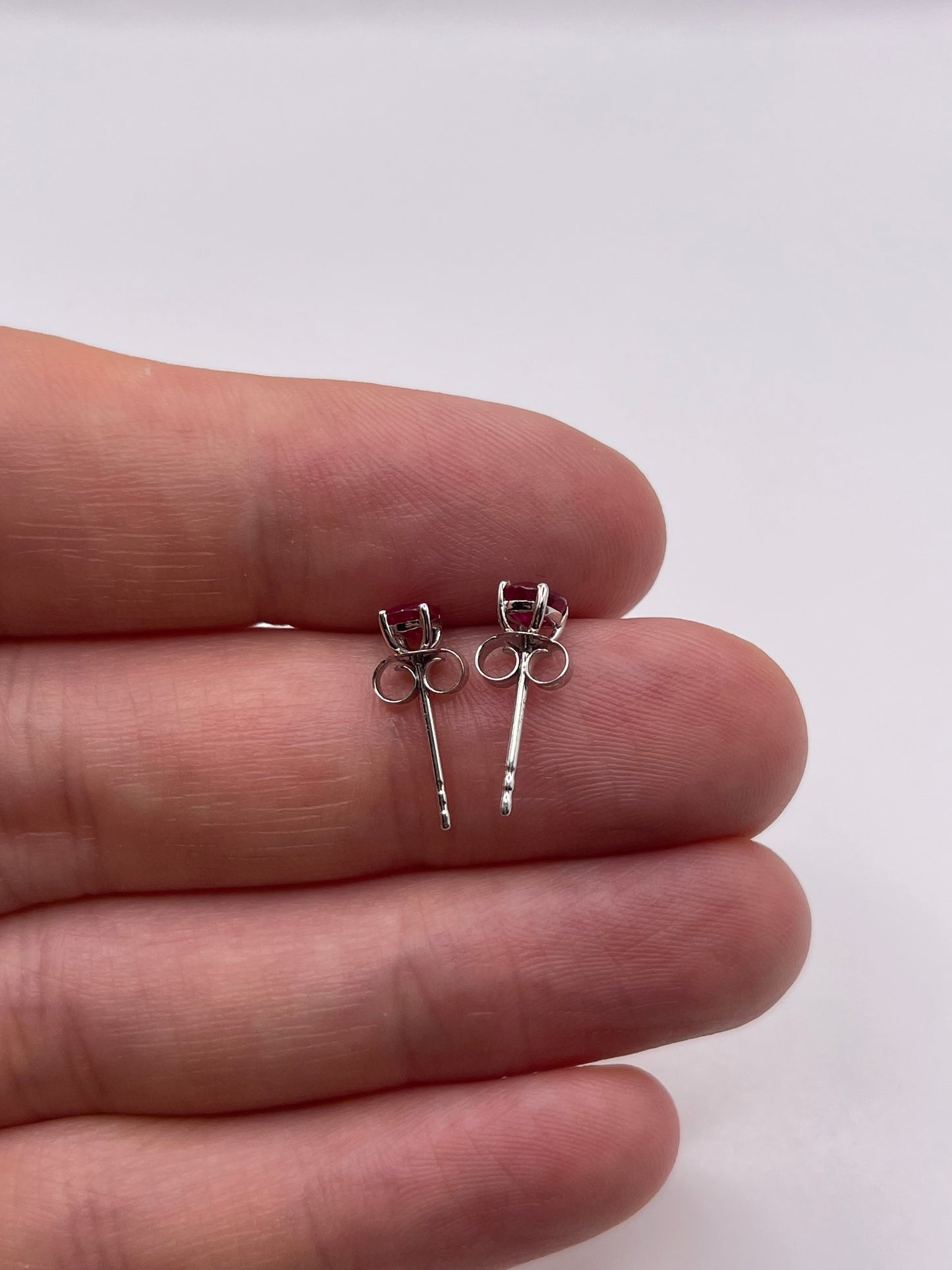 9ct white gold ruby earrings