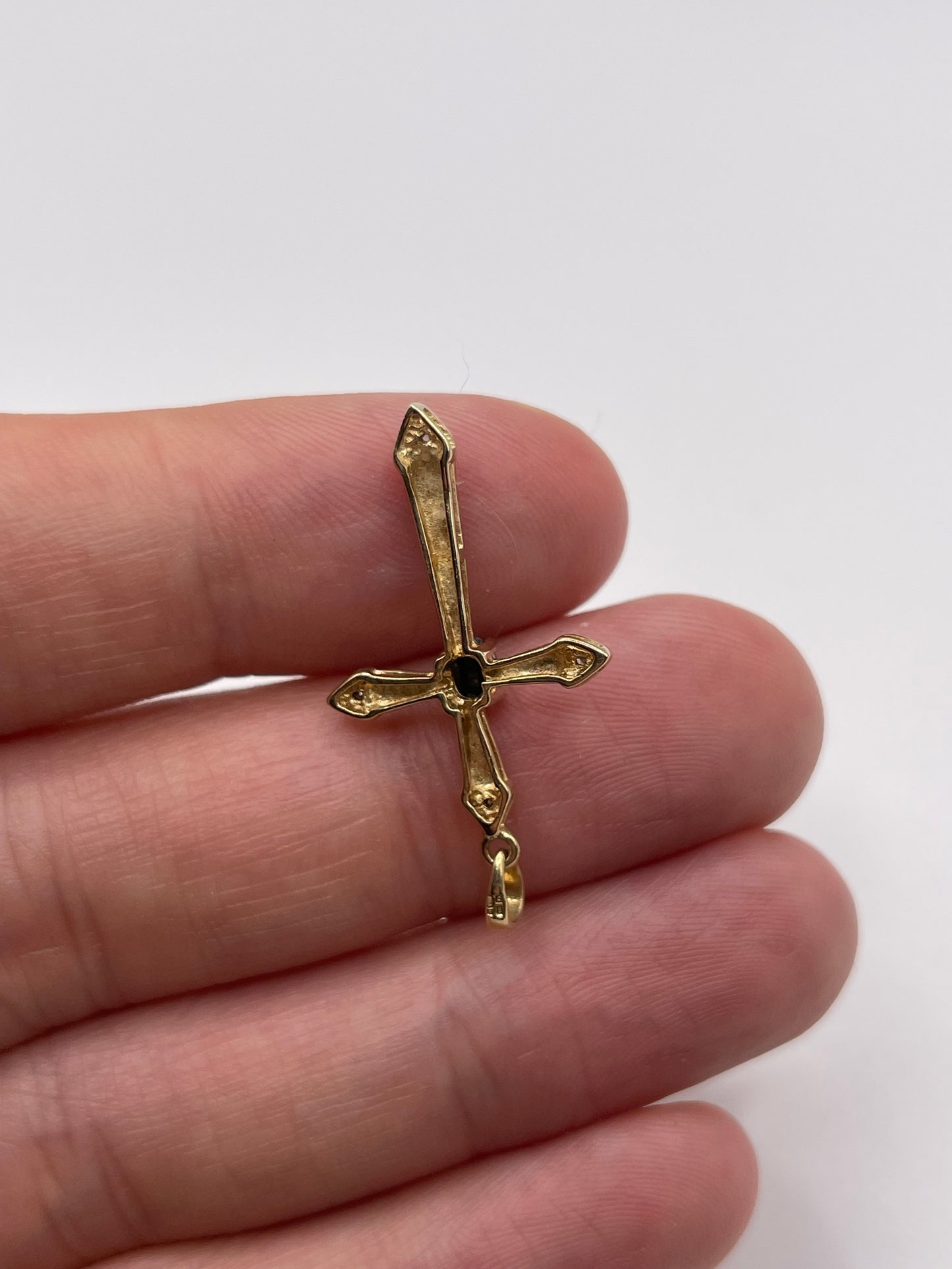 9ct gold sapphire and diamond cross pendant