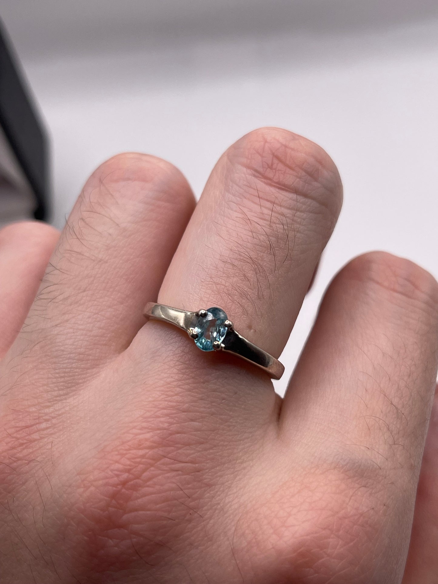 Silver blue zircon ring