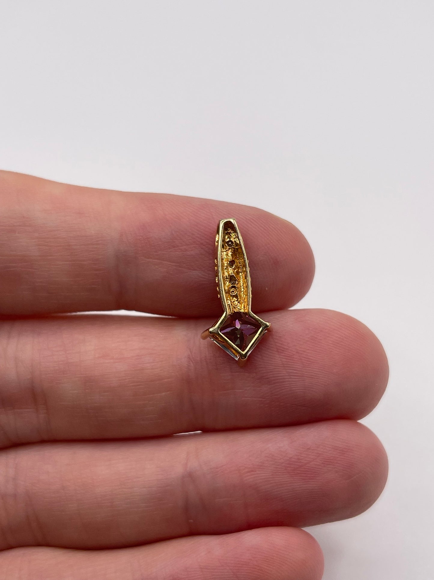 9ct gold mystic topaz and diamond pendant