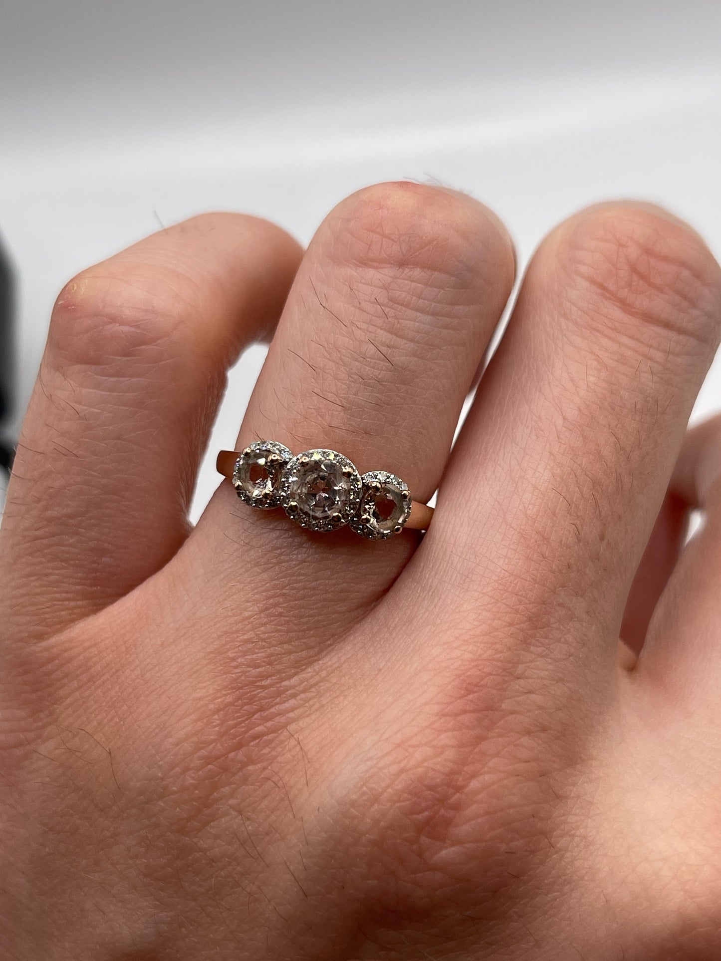 9ct rose gold morganite and diamond ring