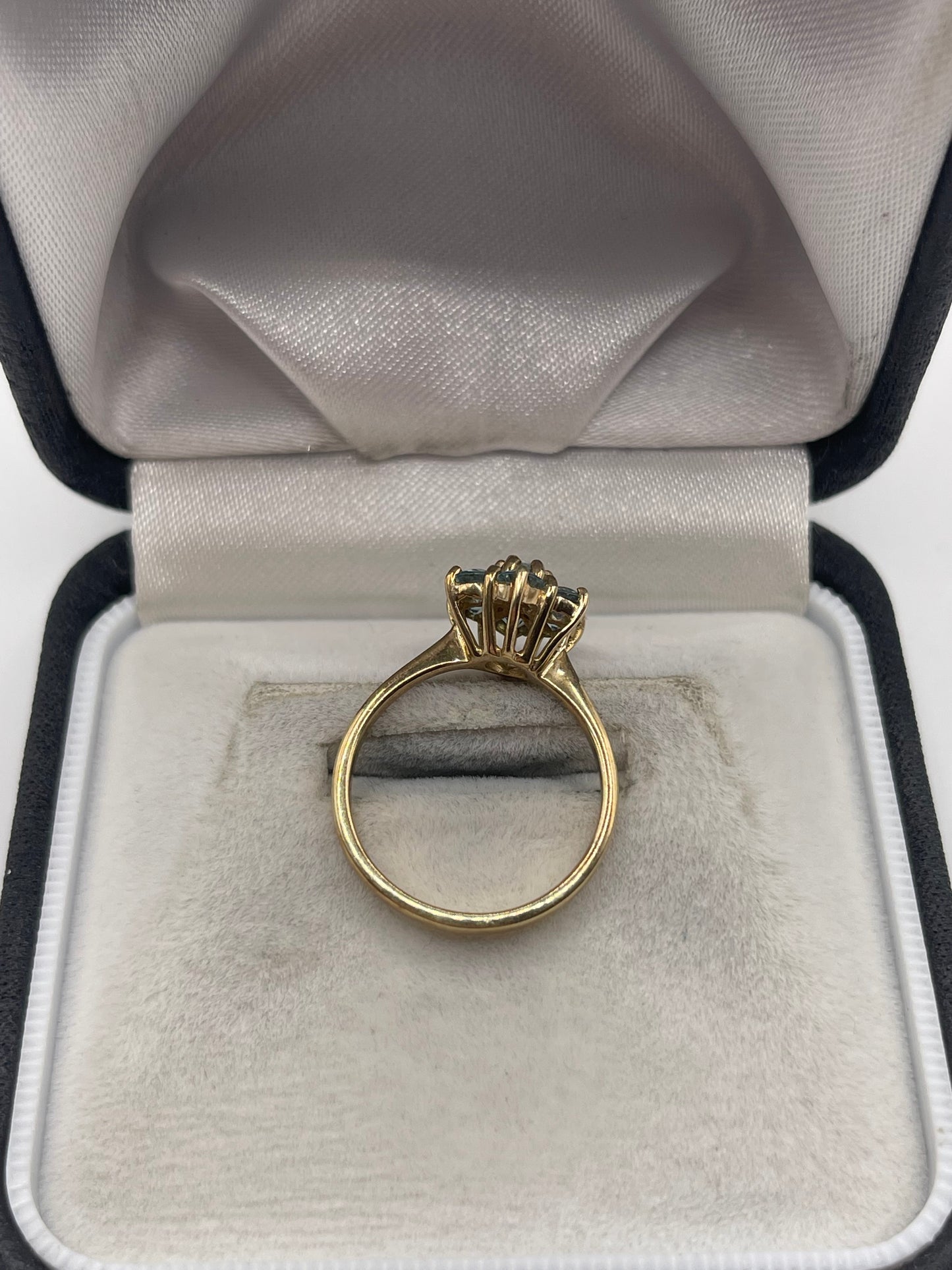 9ct gold blue zircon cluster ring