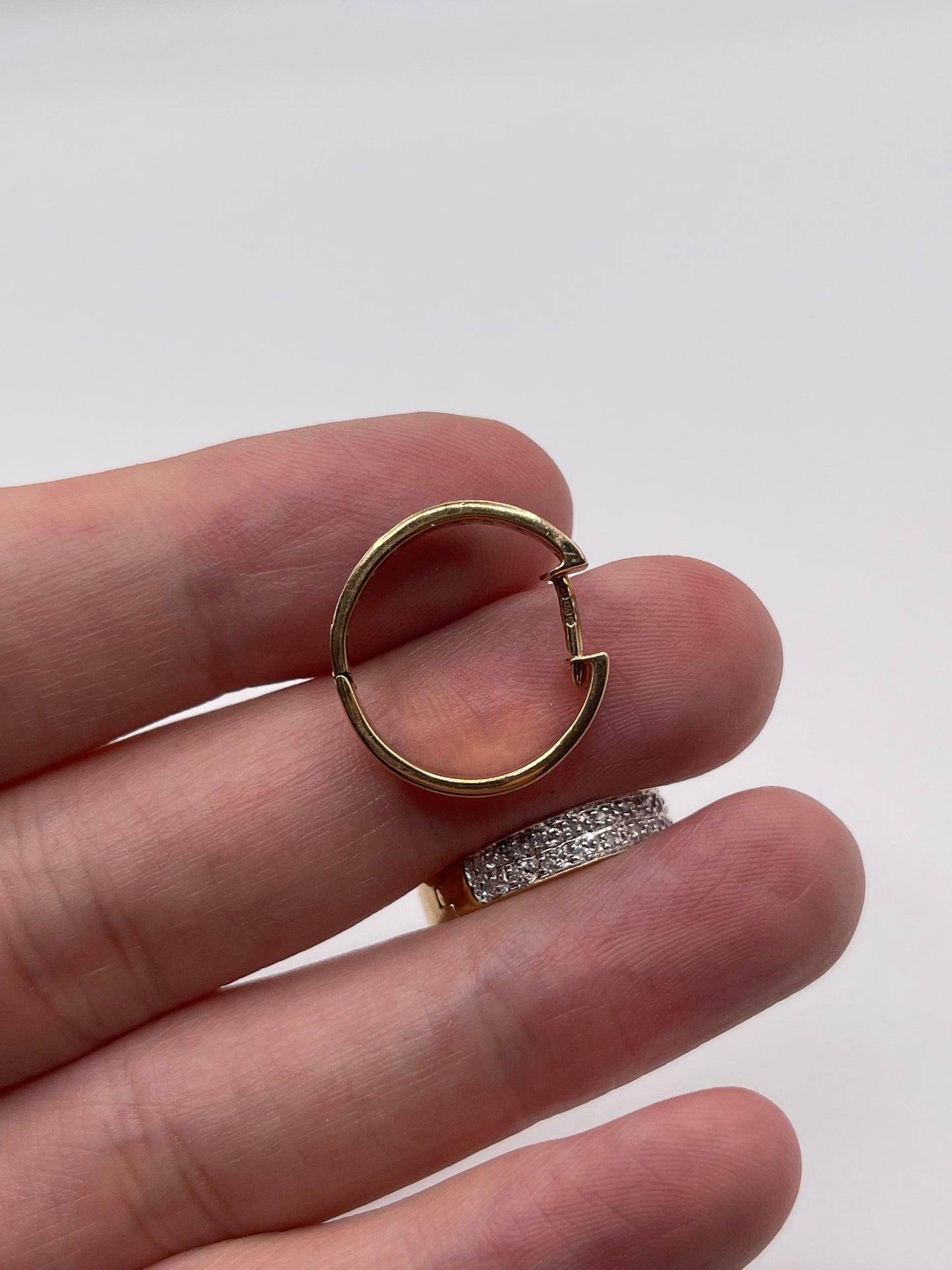 9ct gold diamond creole earrings