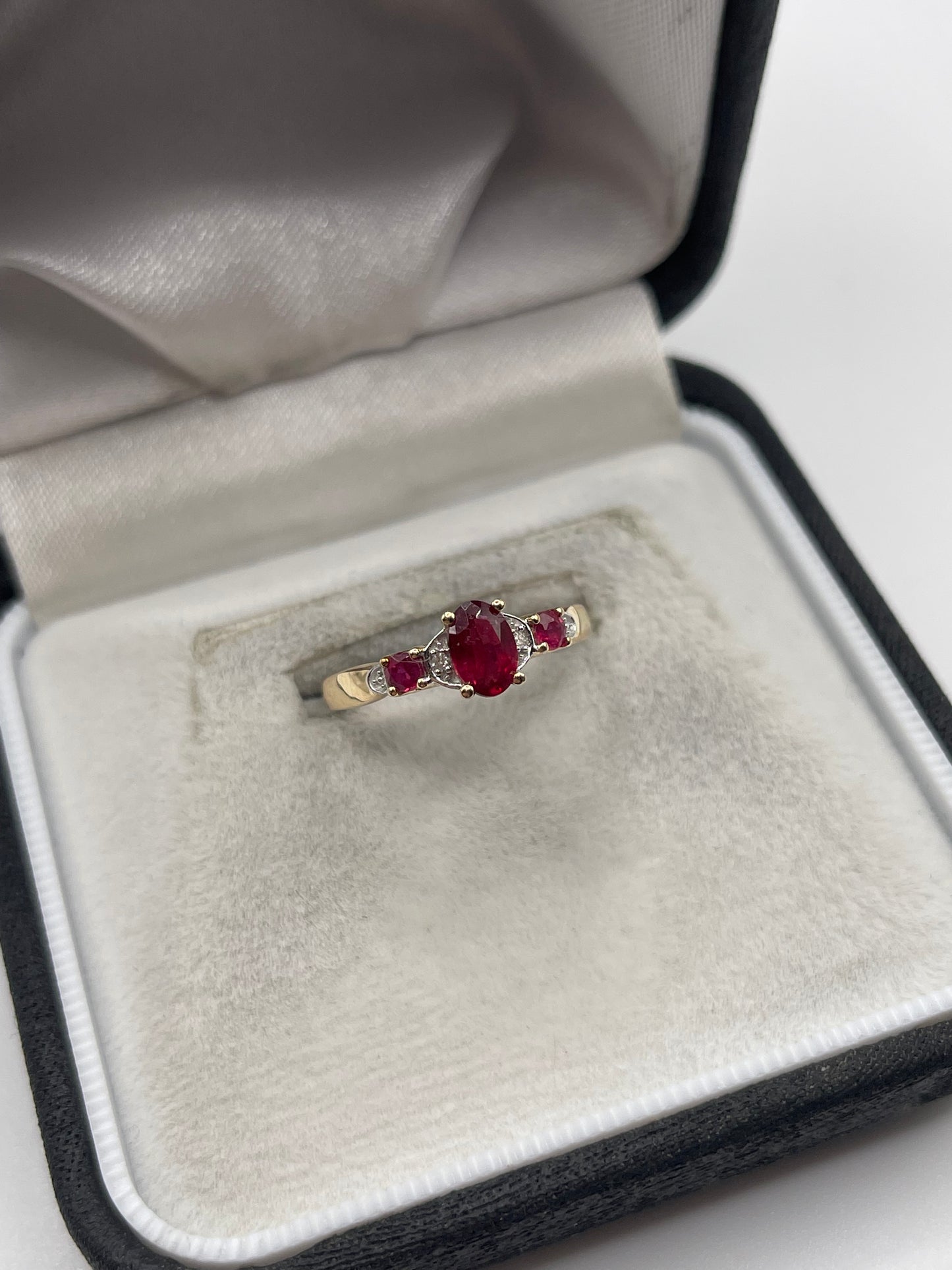 9ct gold ruby and diamond ring