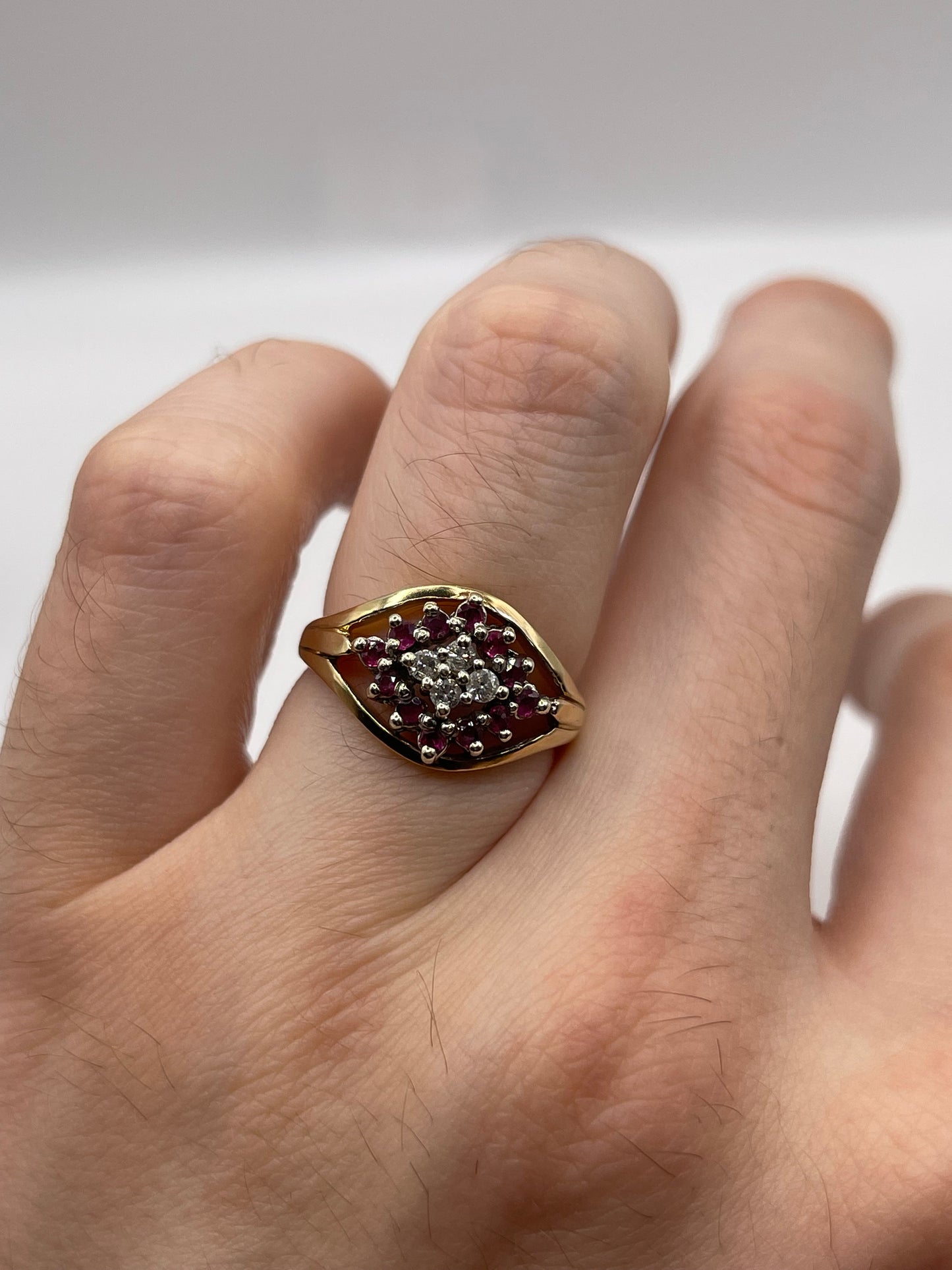 9ct gold ruby and diamond ring