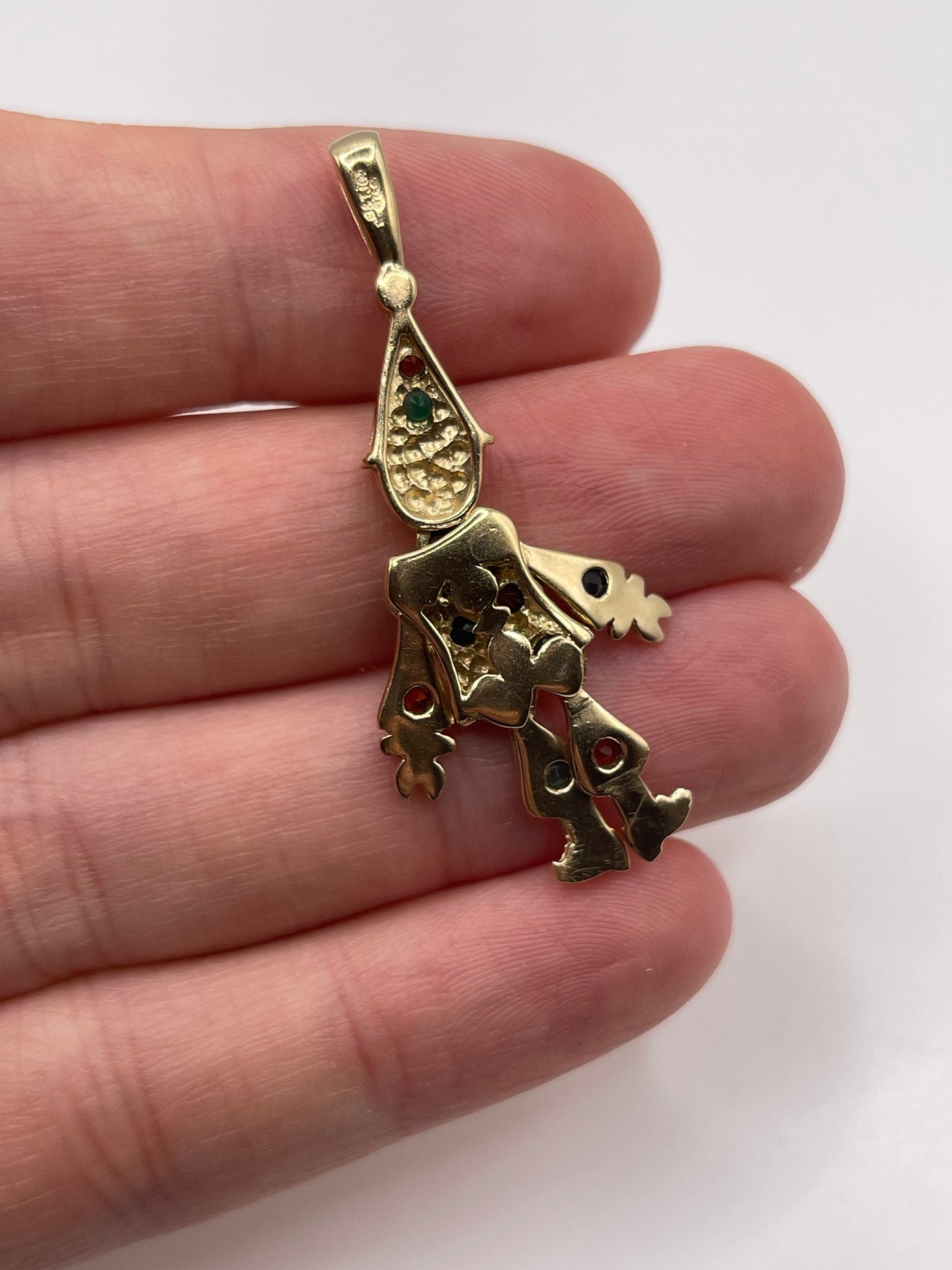 9ct gold multi gemstone clown pendant
