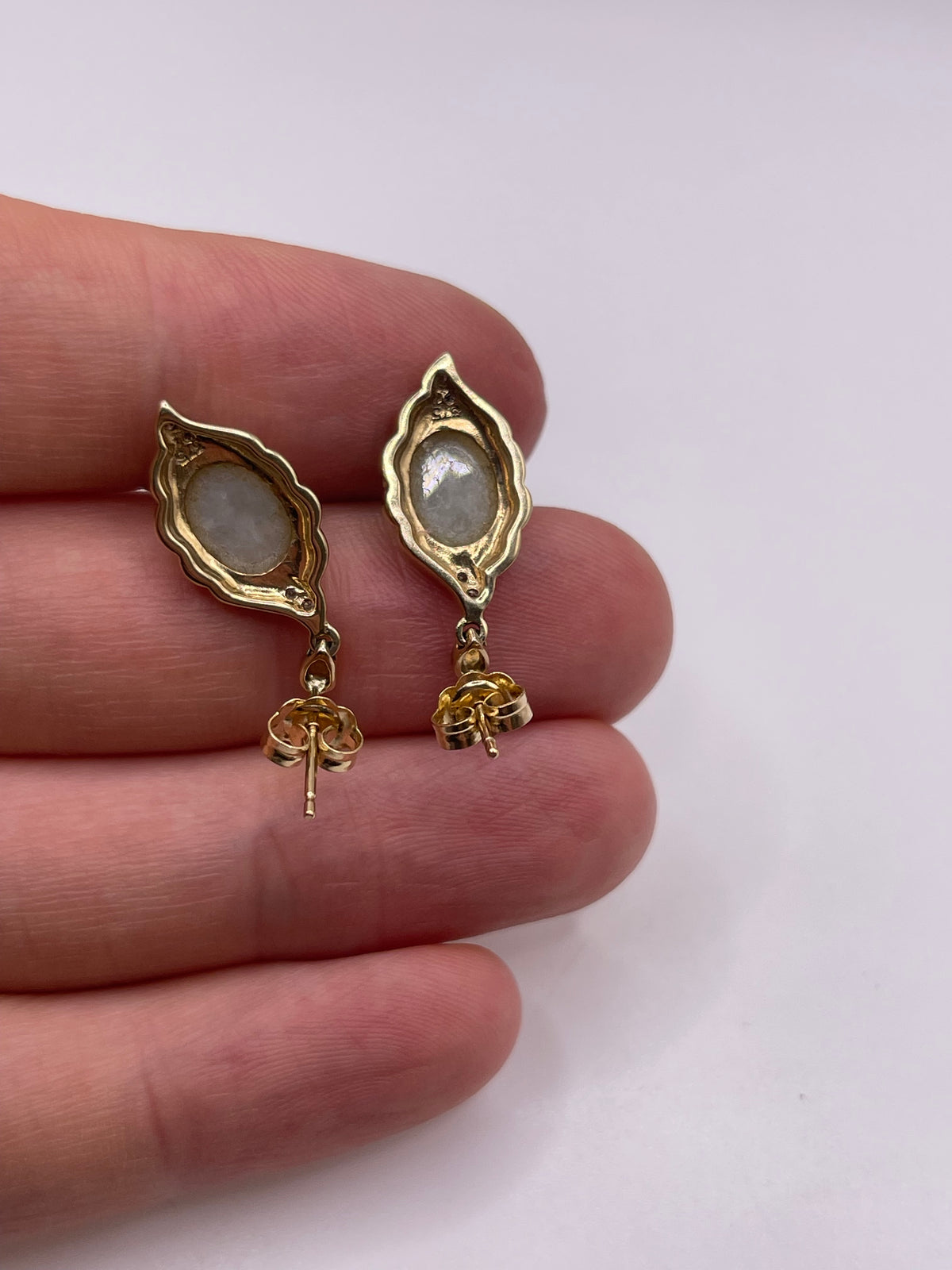 9ct gold jade and diamond earrings