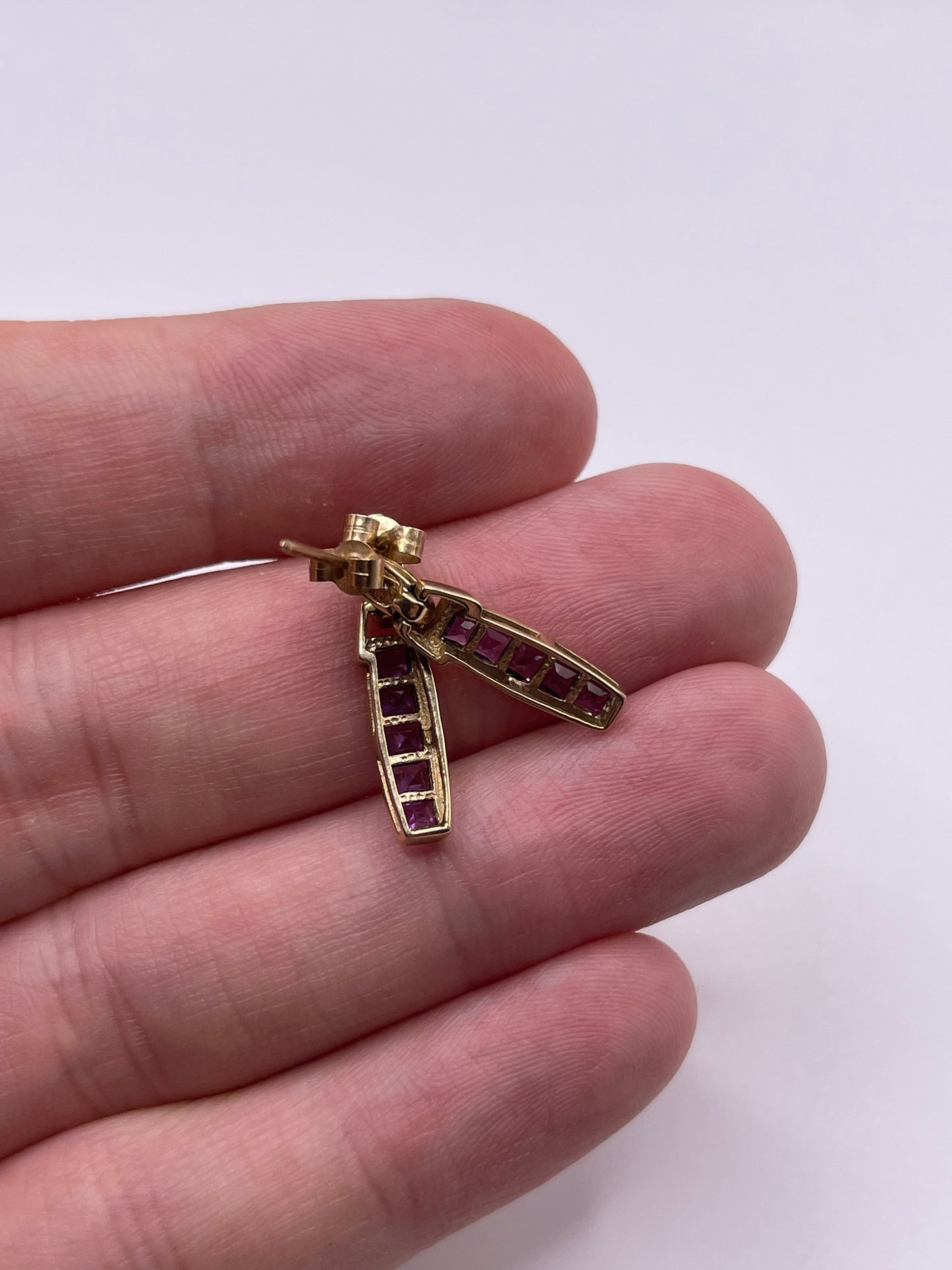 9ct gold amethyst and diamond earrings