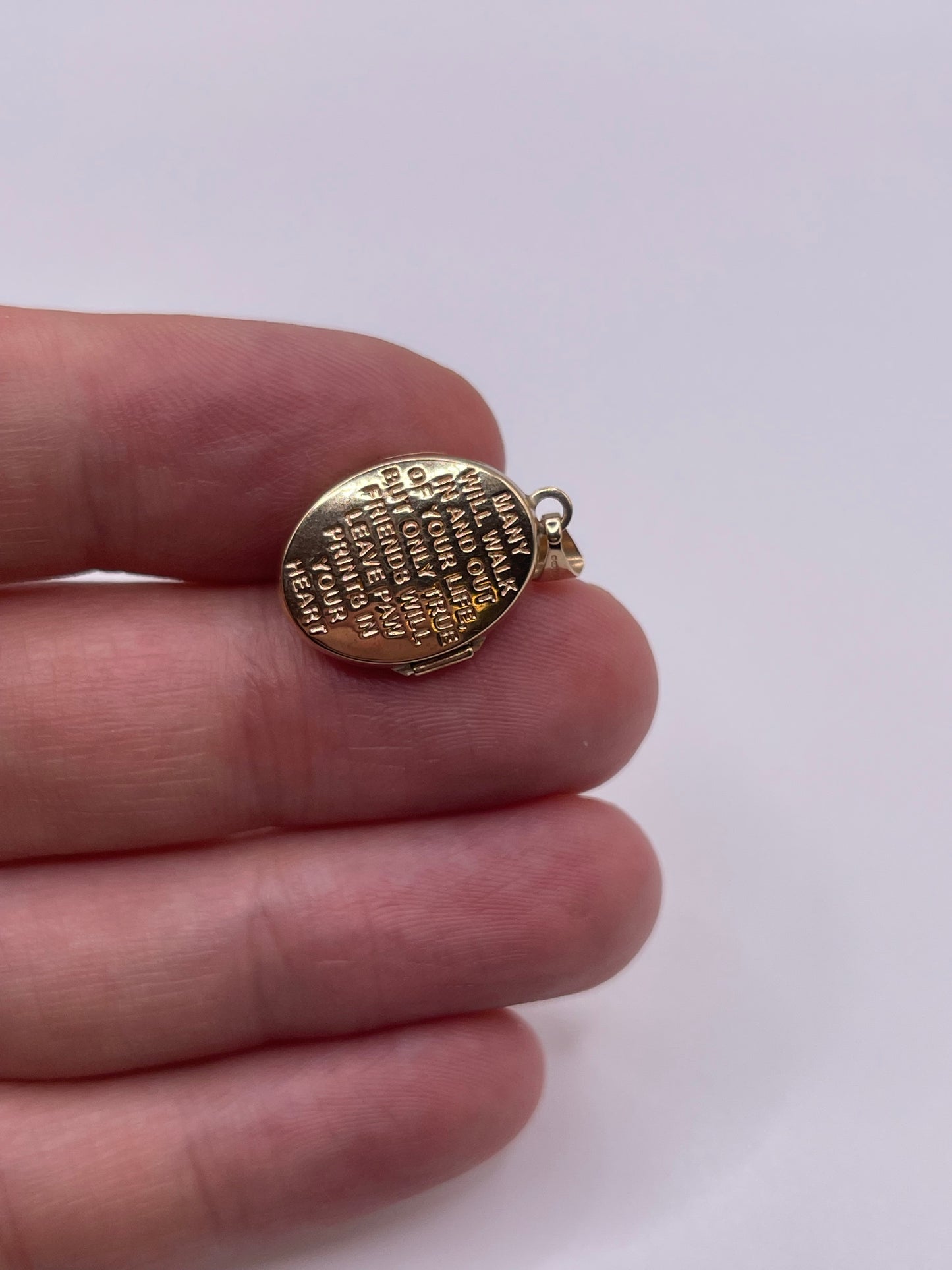 9ct gold paw print locket pendant