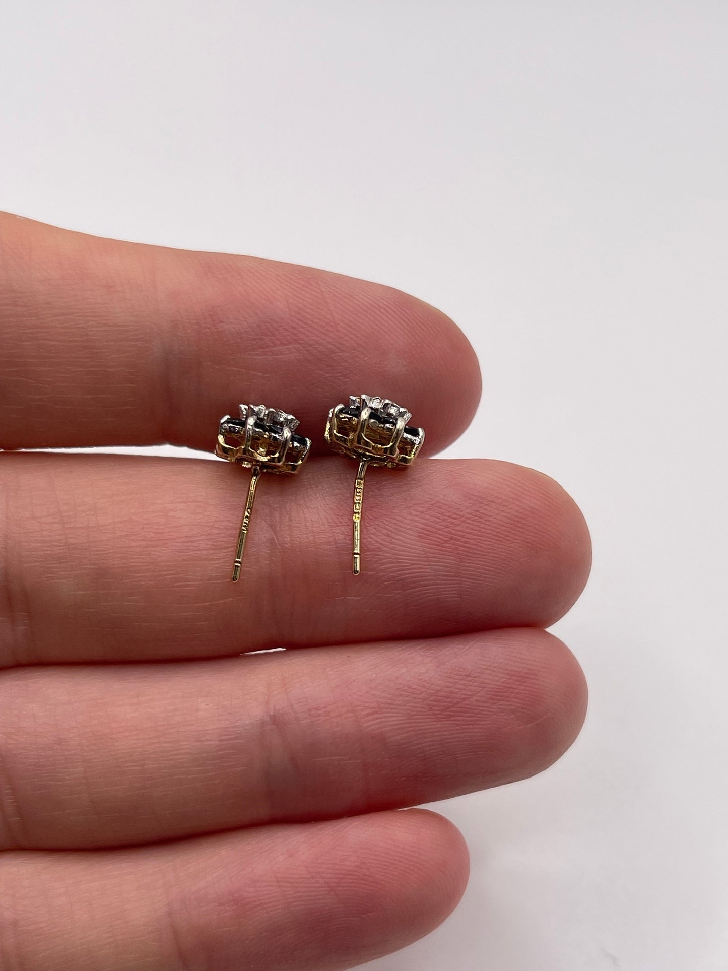 9ct gold sapphire and diamond earrings