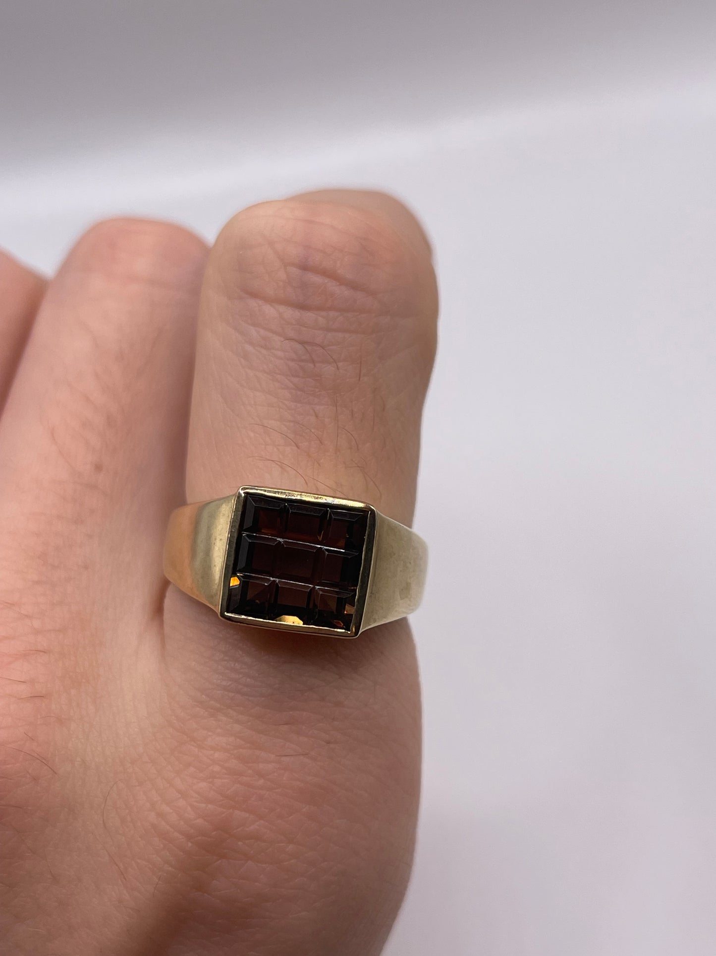 9ct gold Smokey quartz signet ring