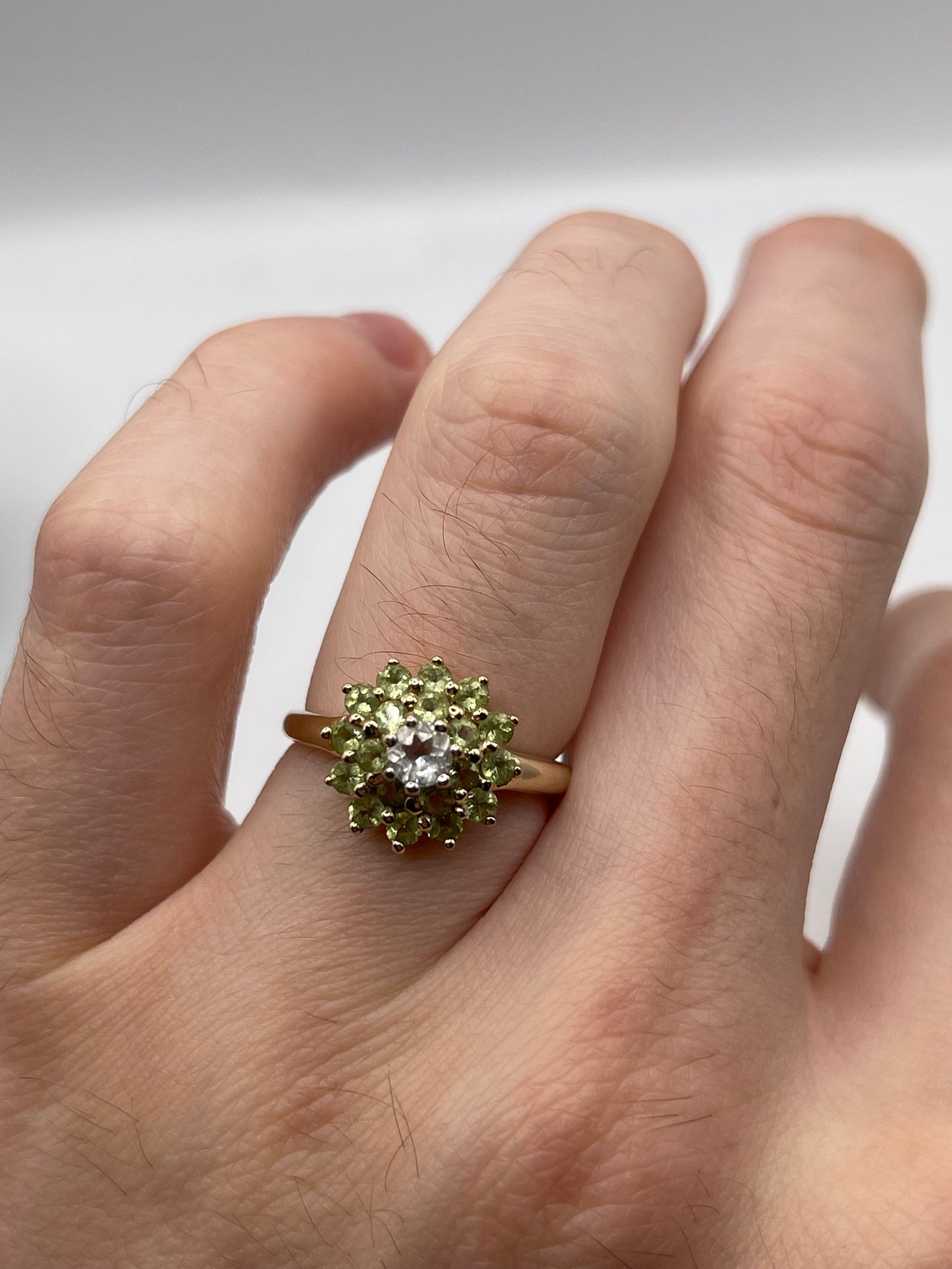 9ct gold quartz and zircon ring