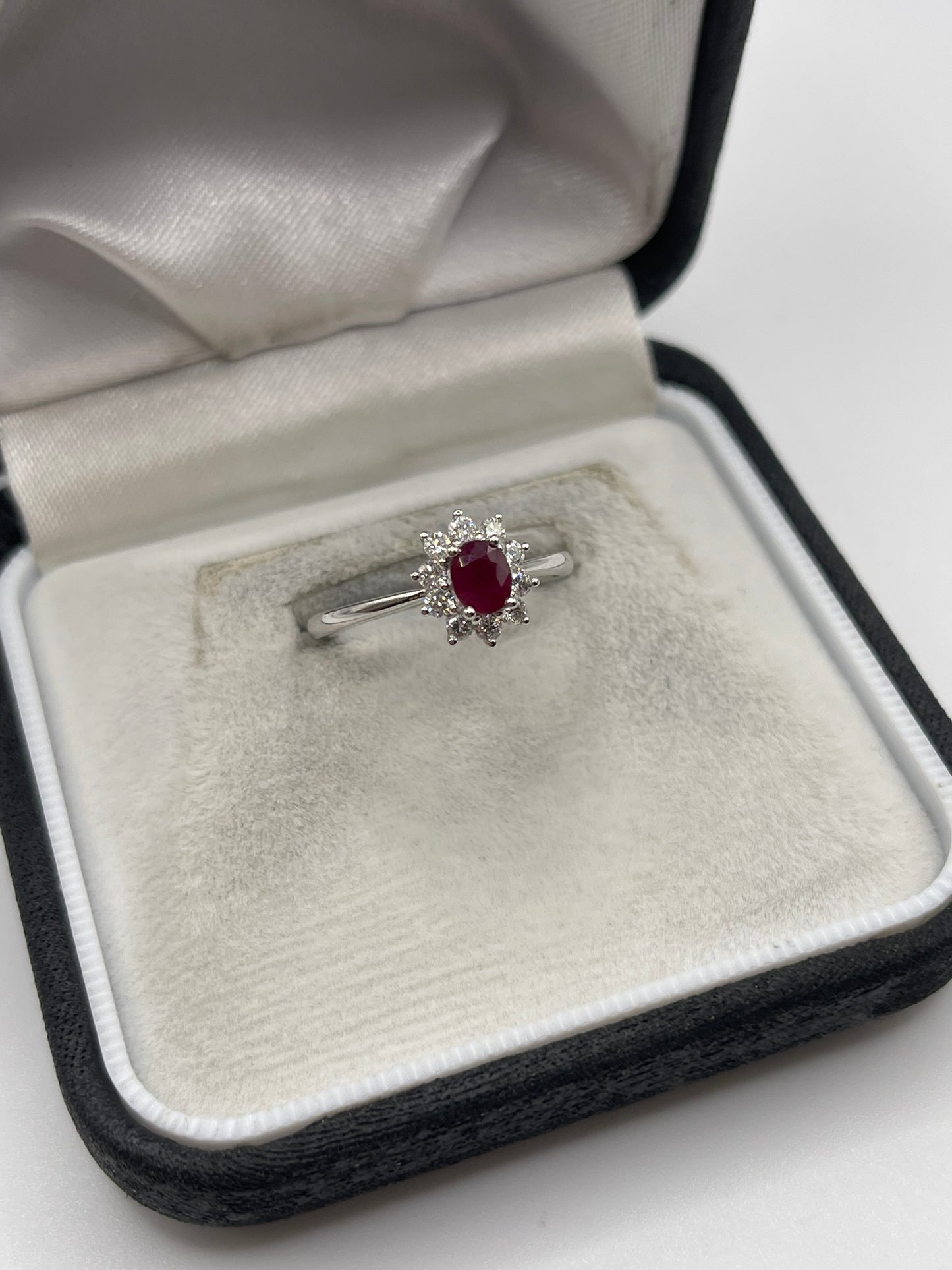 18ct white gold ruby and diamond ring