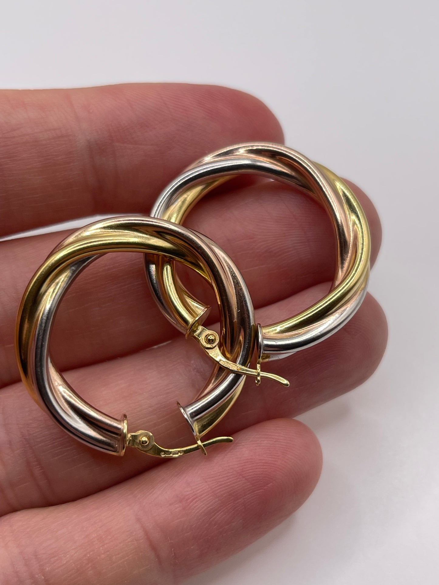 9ct tri gold creole earrings