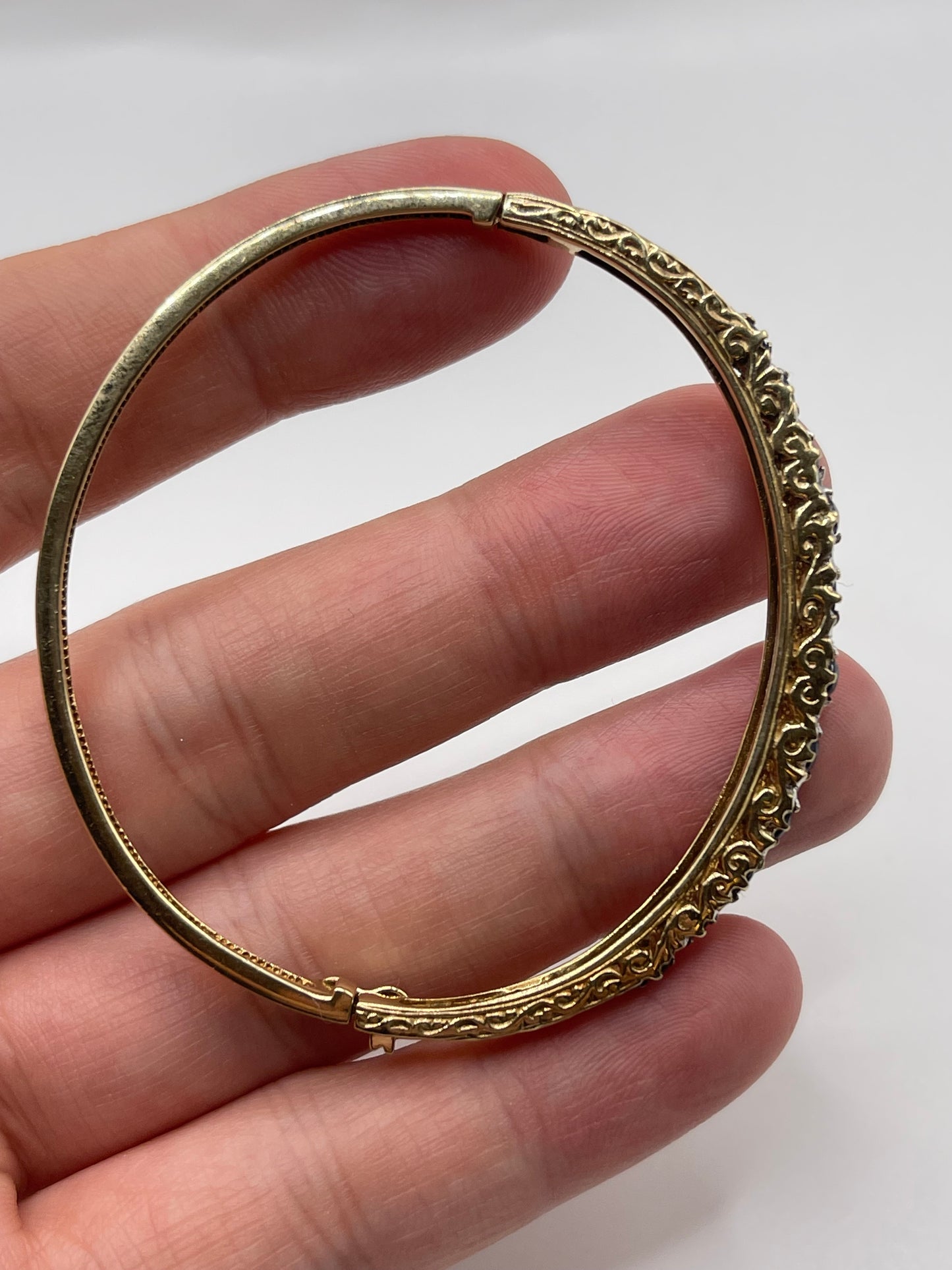 9ct gold sapphire and diamond bangle