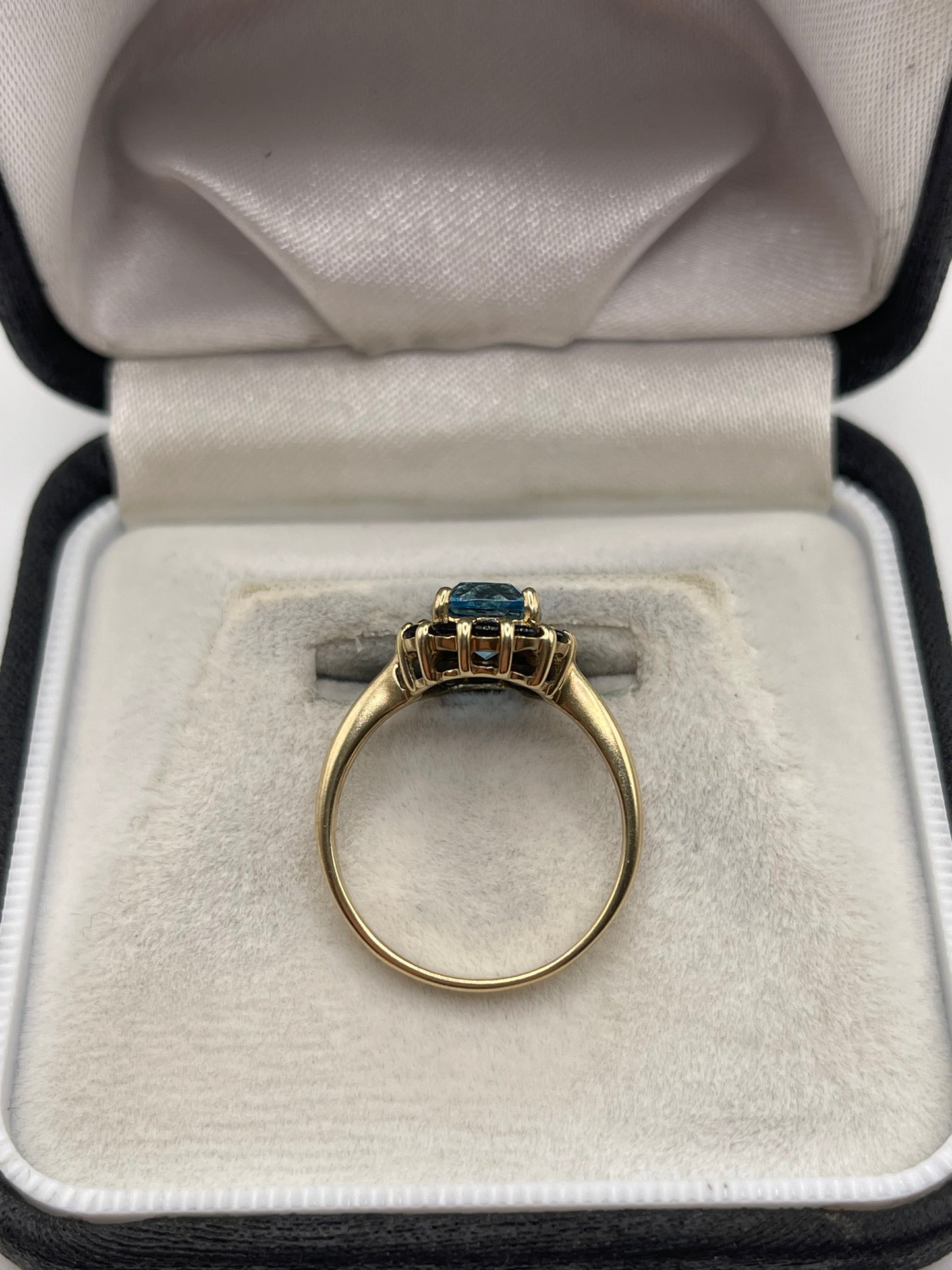 9ct gold topaz and sapphire ring