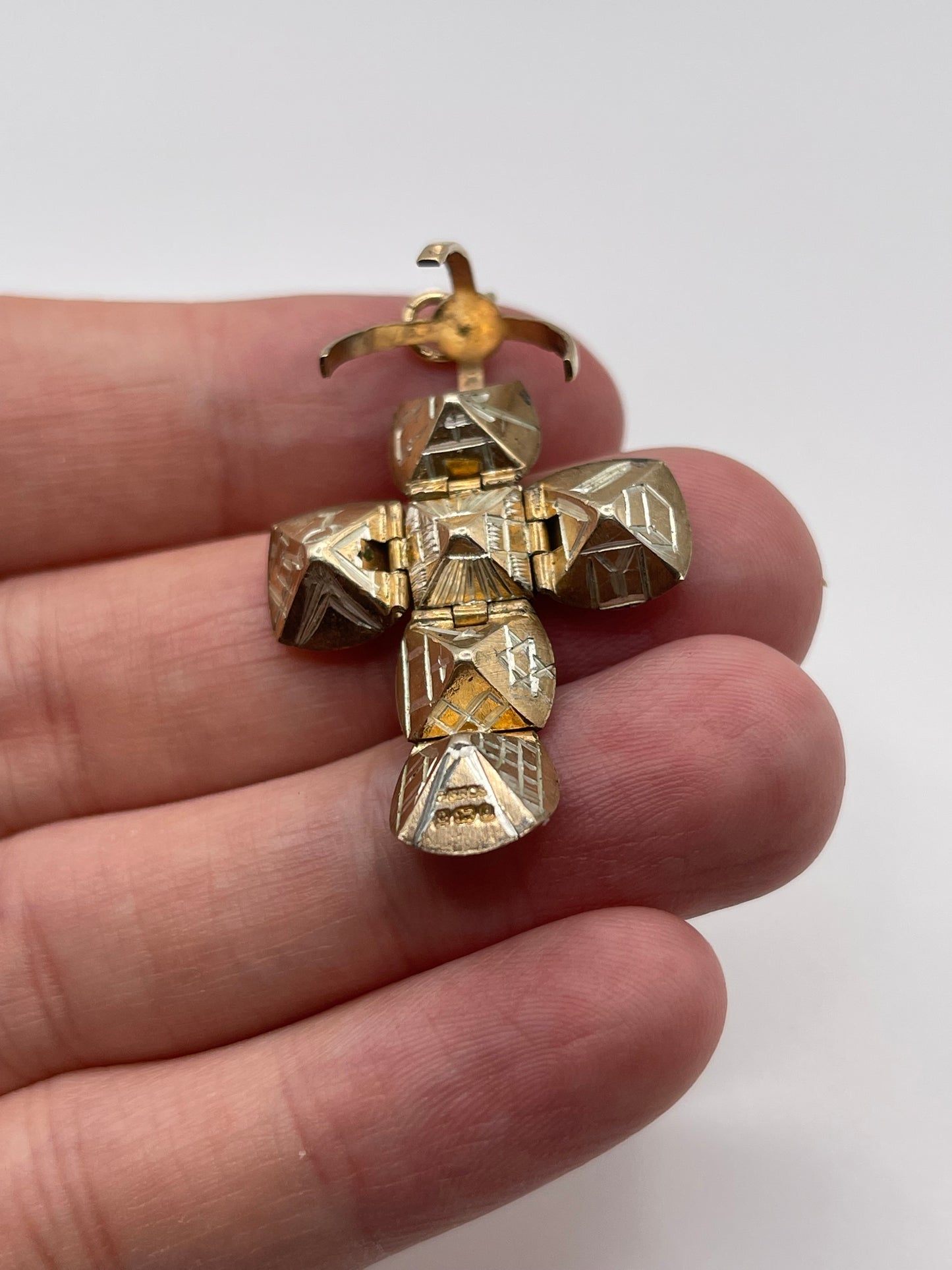 9ct gold and silver Masonic orb ball pendant