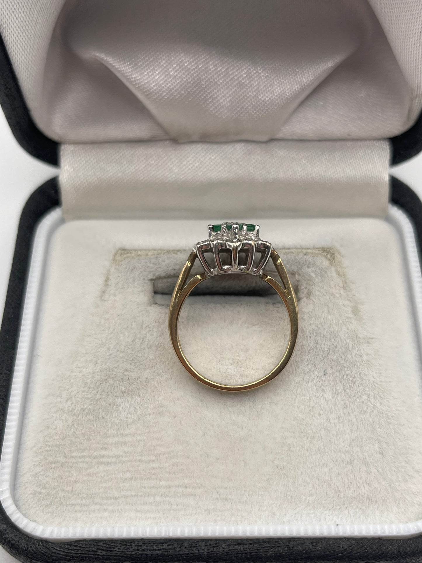 9ct gold emerald and diamond ring