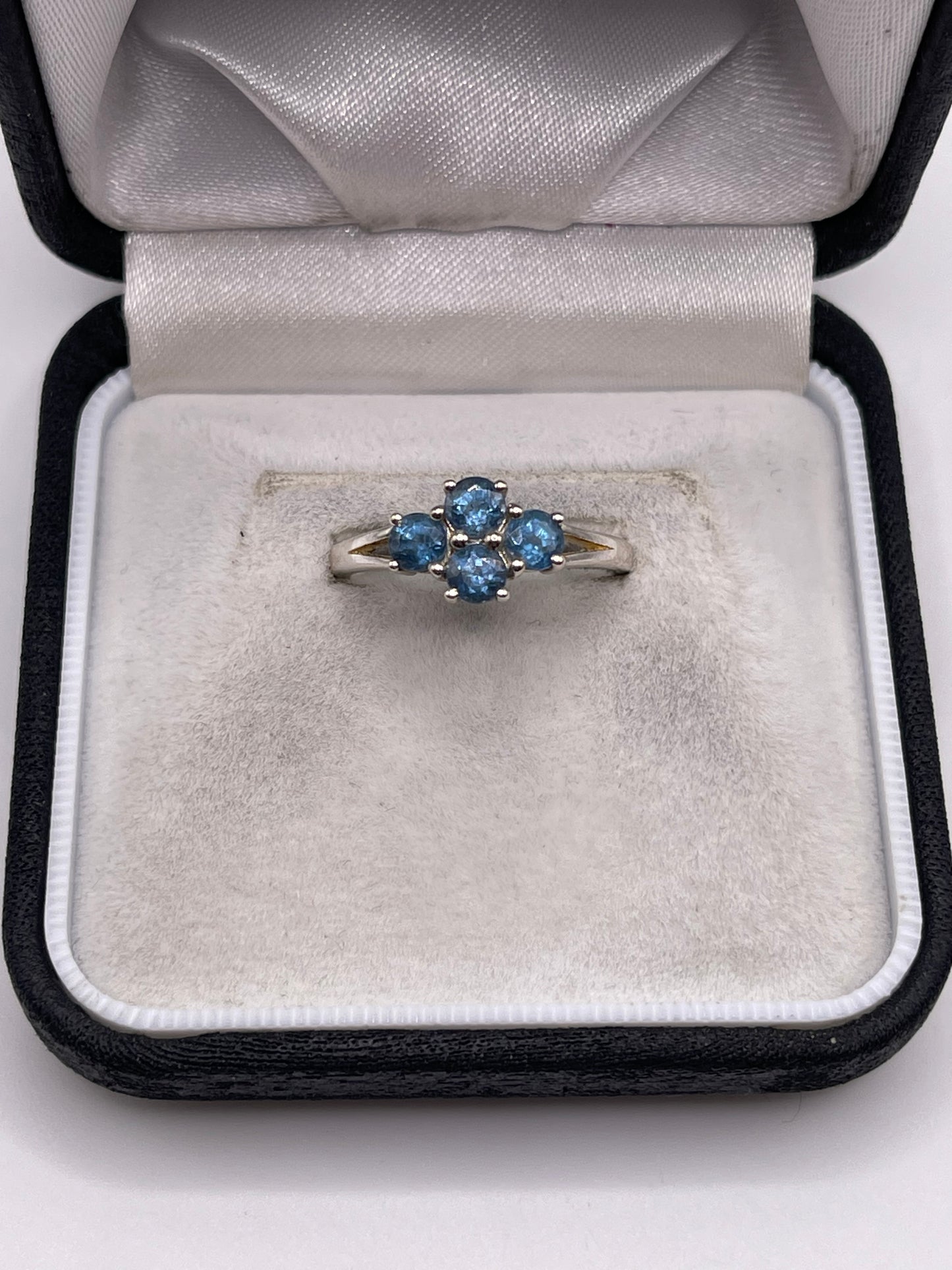 Silver blue topaz ring
