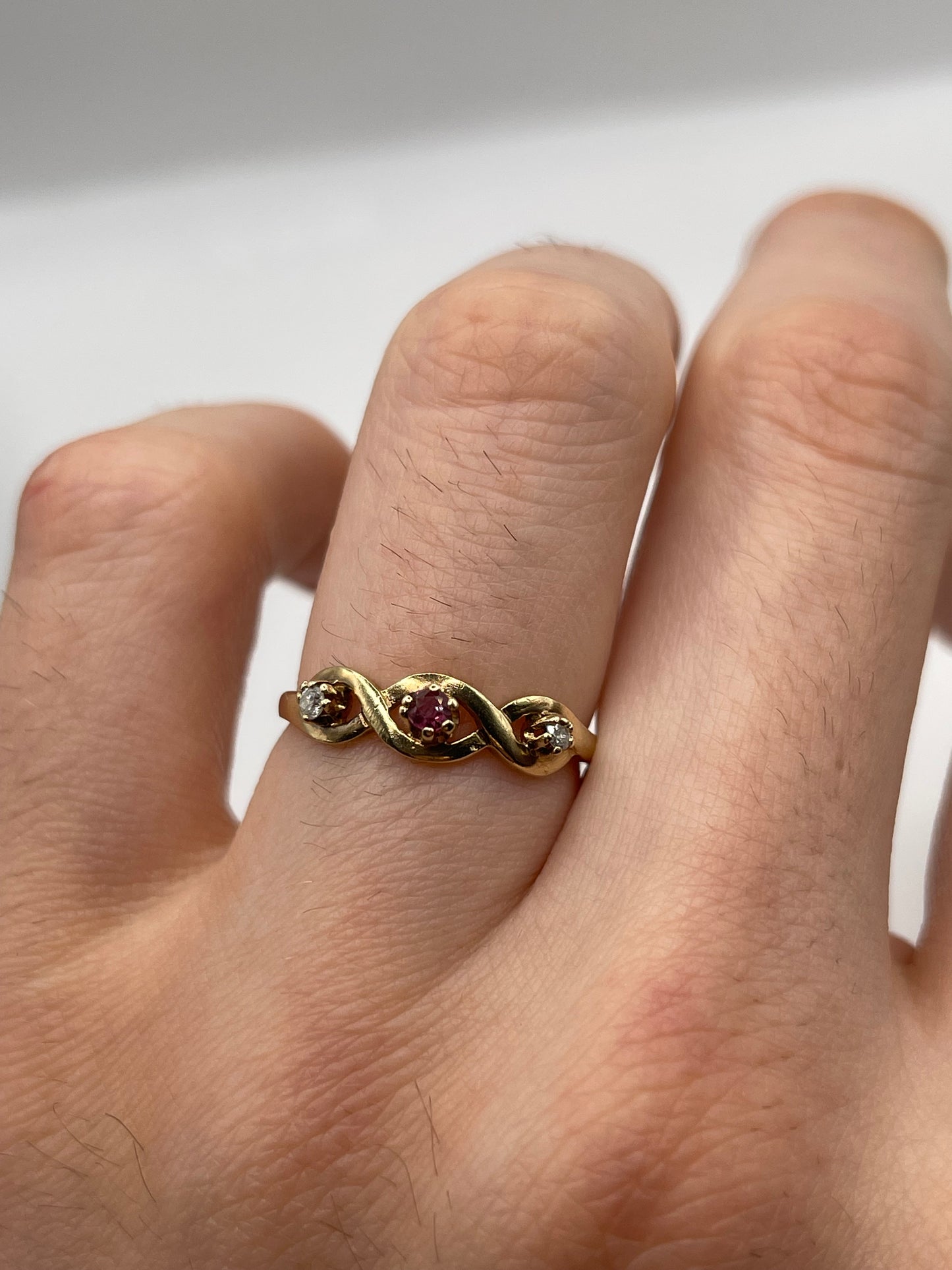 9ct gold ruby and diamond ring