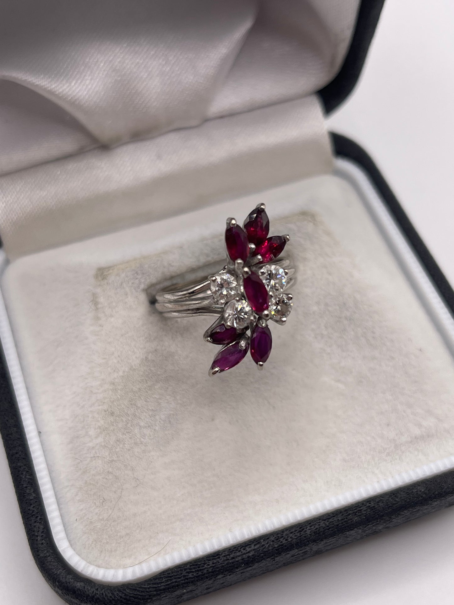 18ct white gold ruby and diamond ring