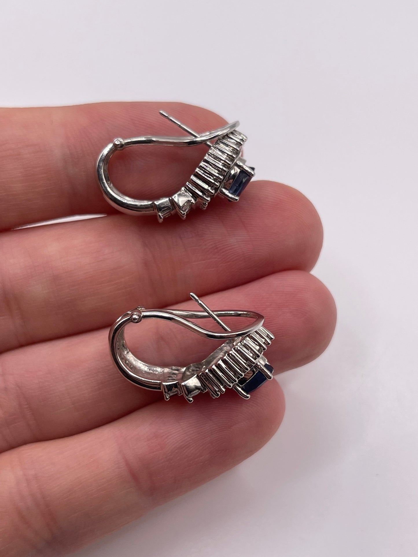 14ct white gold sapphire and diamond earrings