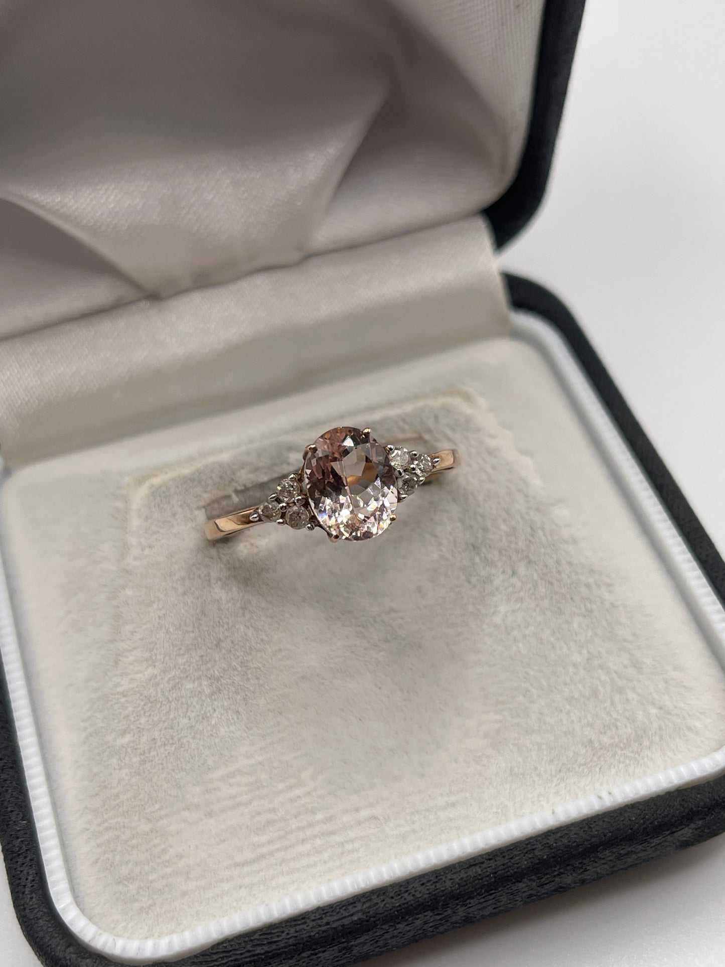 9ct rose gold morganite and diamond ring