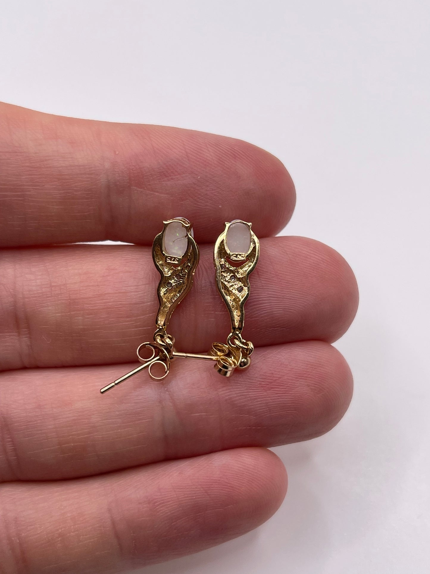 9ct gold opal and diamond earrings