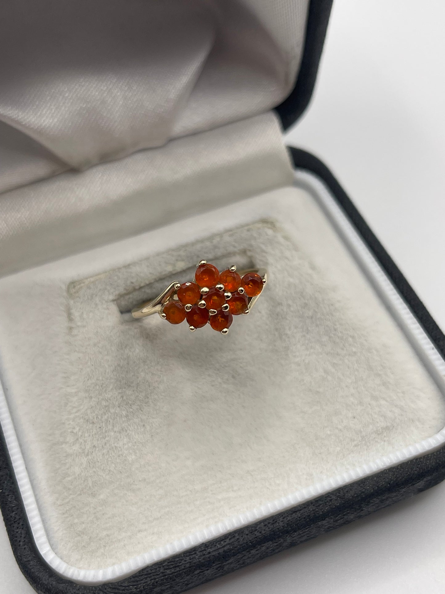 9ct gold fire opal cluster ring