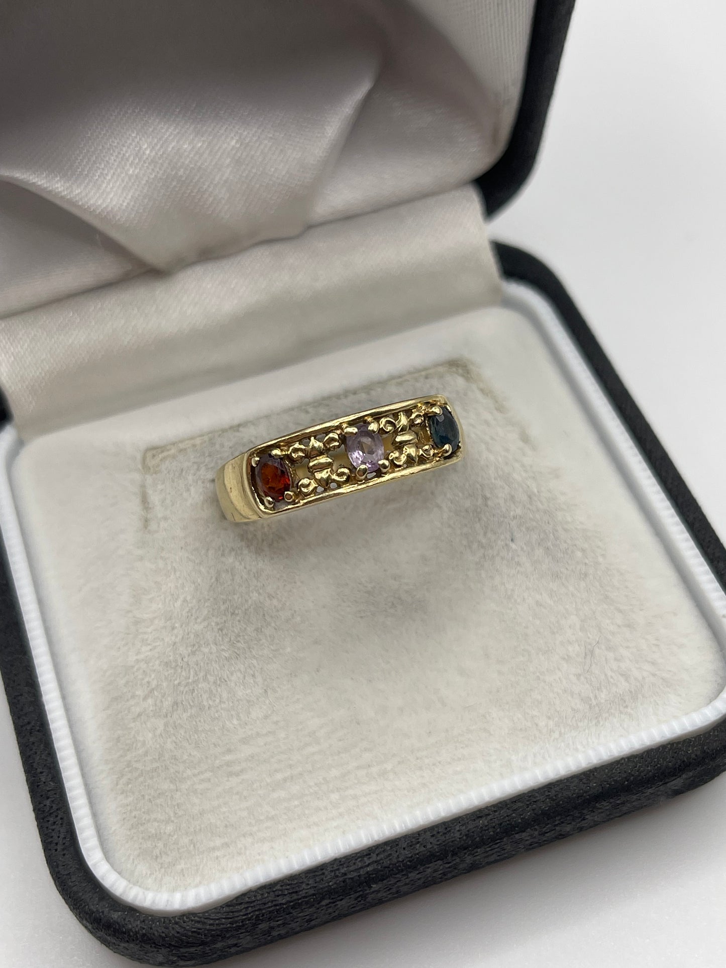 9ct gold multi gemstone ring
