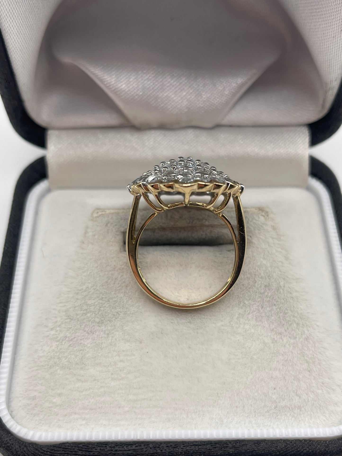9ct gold aquamarine cluster ring