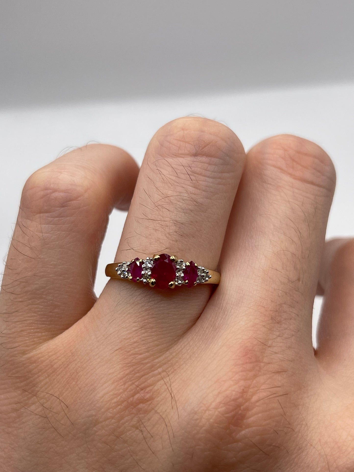 9ct gold ruby and diamond ring
