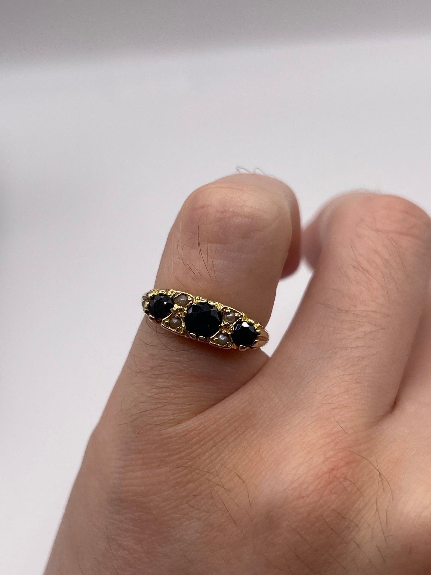 9ct gold sapphire and pearl ring