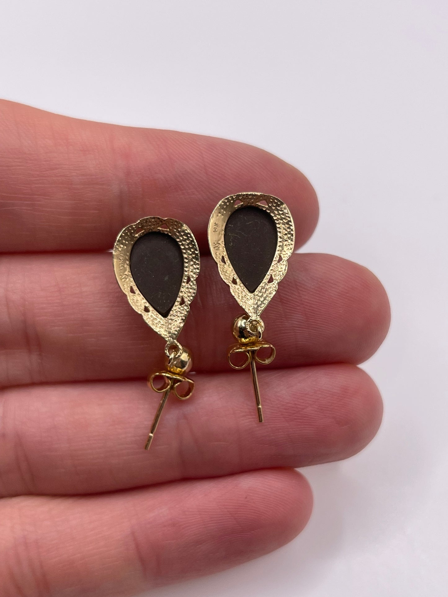 14ct gold Ammolite earrings