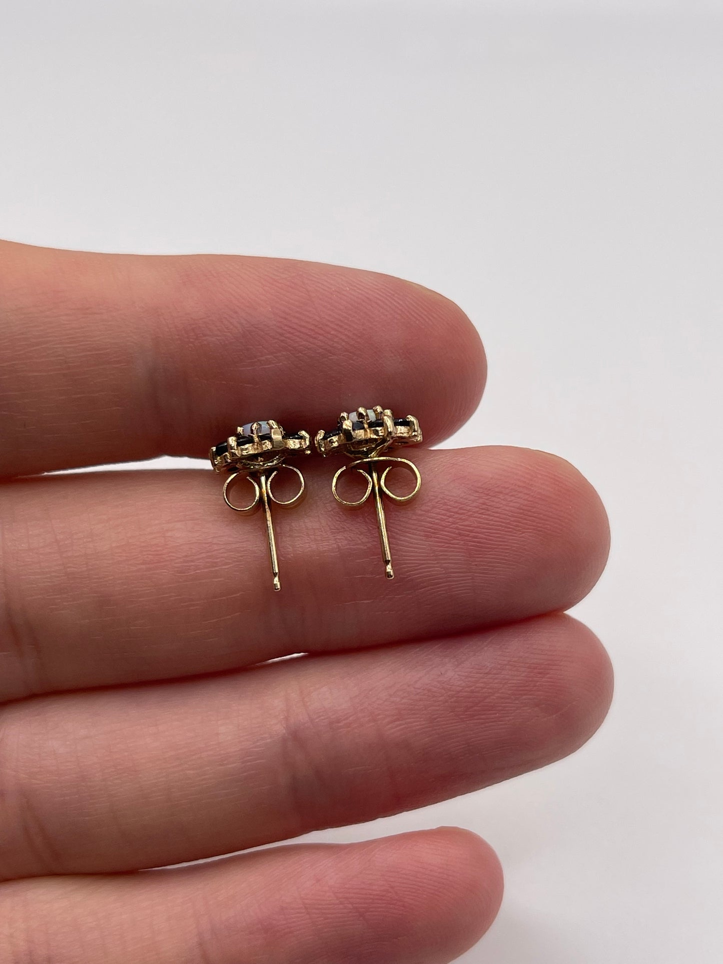 9ct gold sapphire and opal earrings