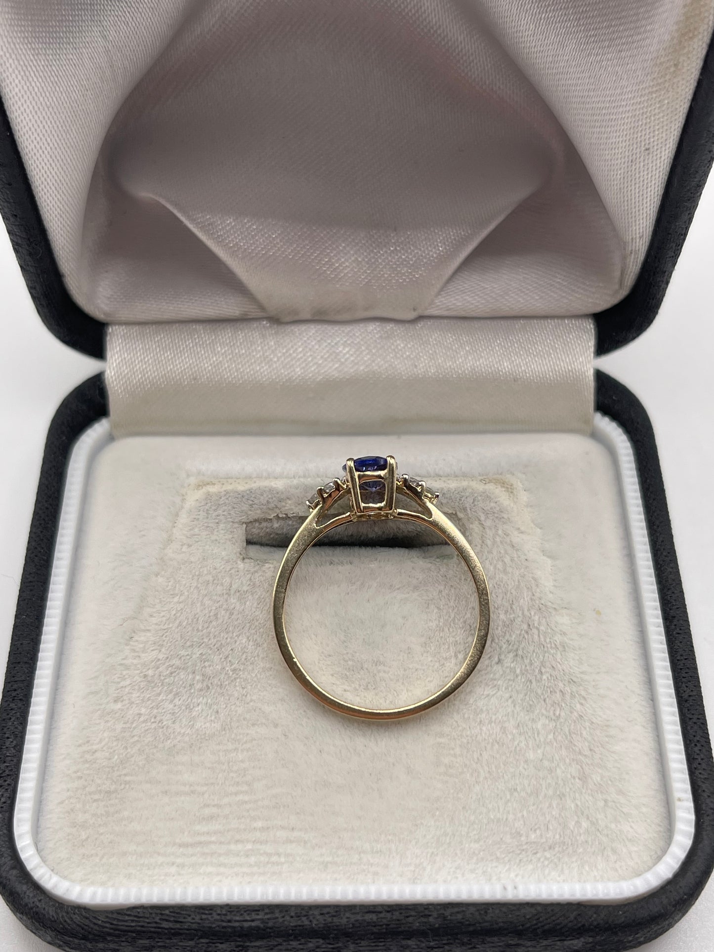 9ct gold tanzanite and zircon ring