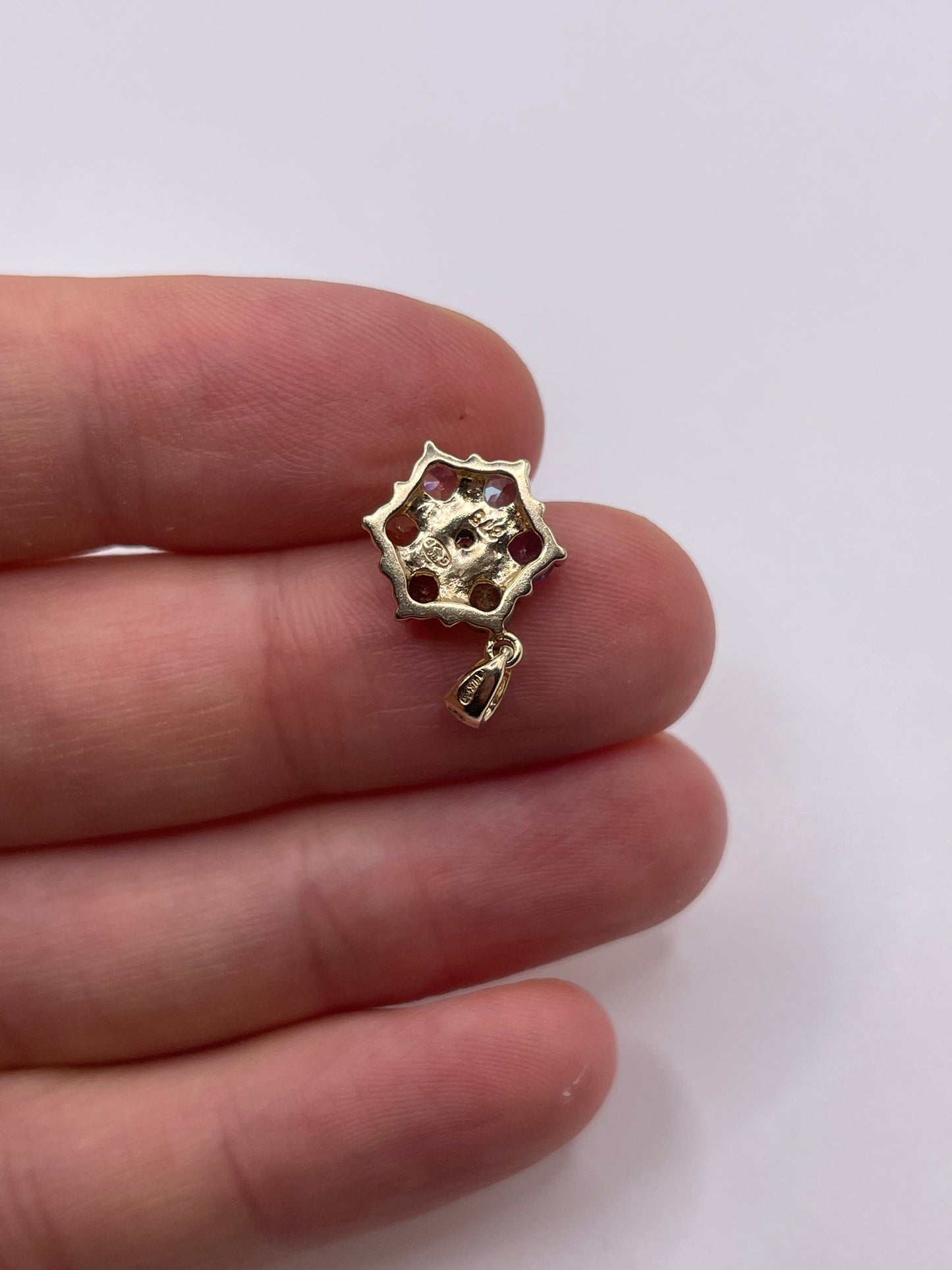 9ct gold multi gemstone and diamond pendant