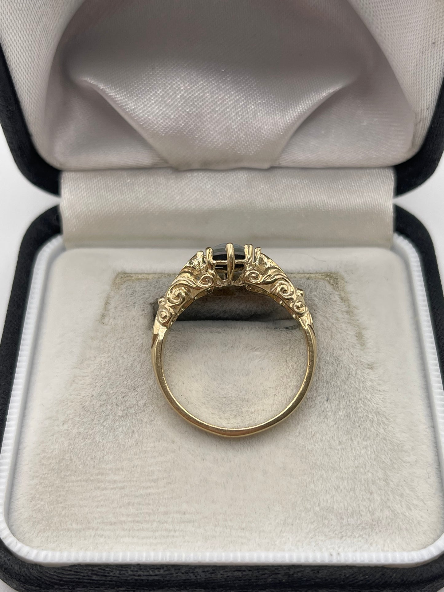 9ct gold black opal ring