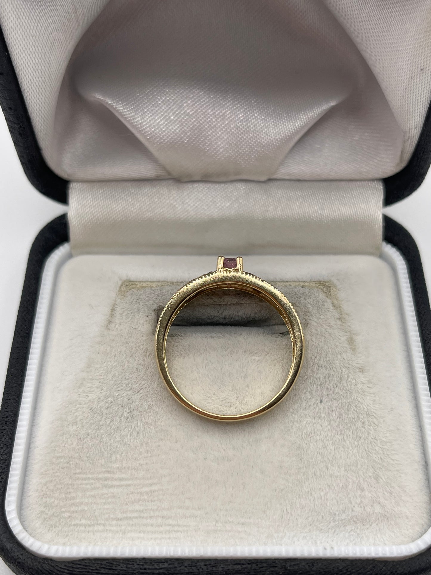9ct gold pink topaz and diamond ring