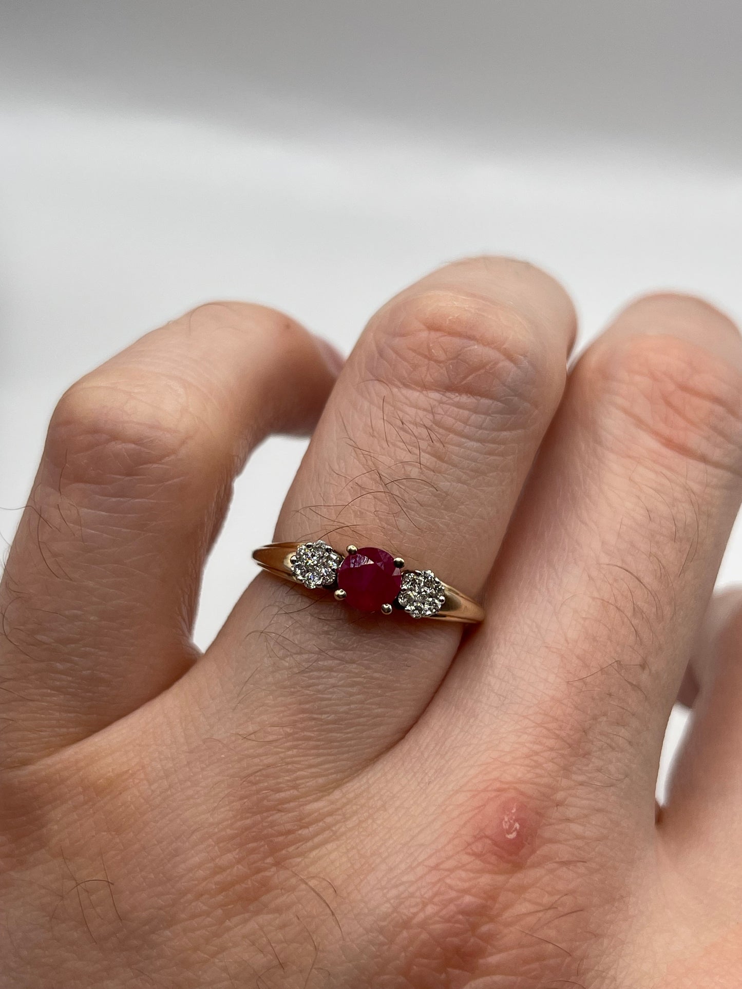 9ct gold ruby and diamond ring