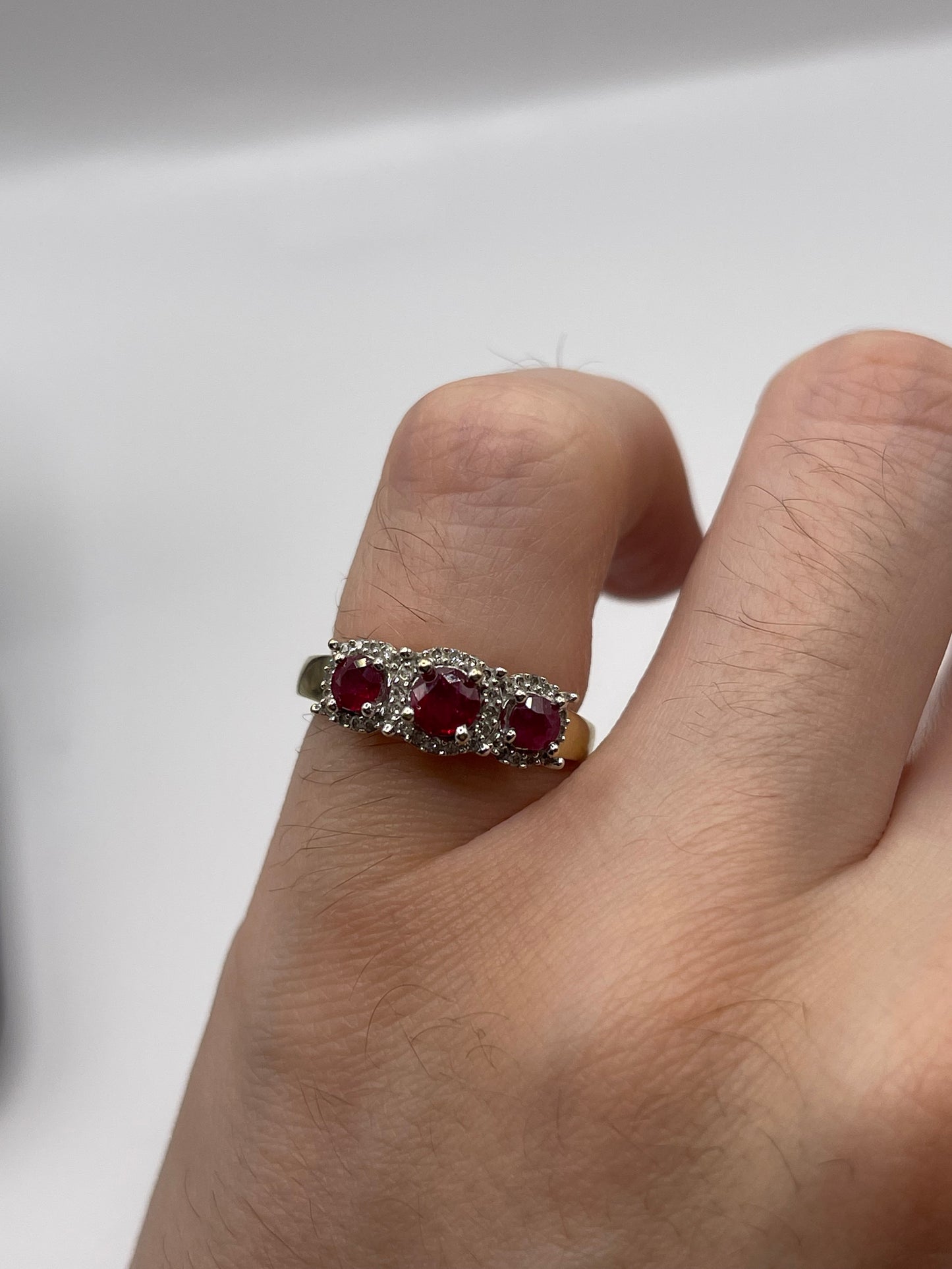 9ct gold ruby and diamond ring