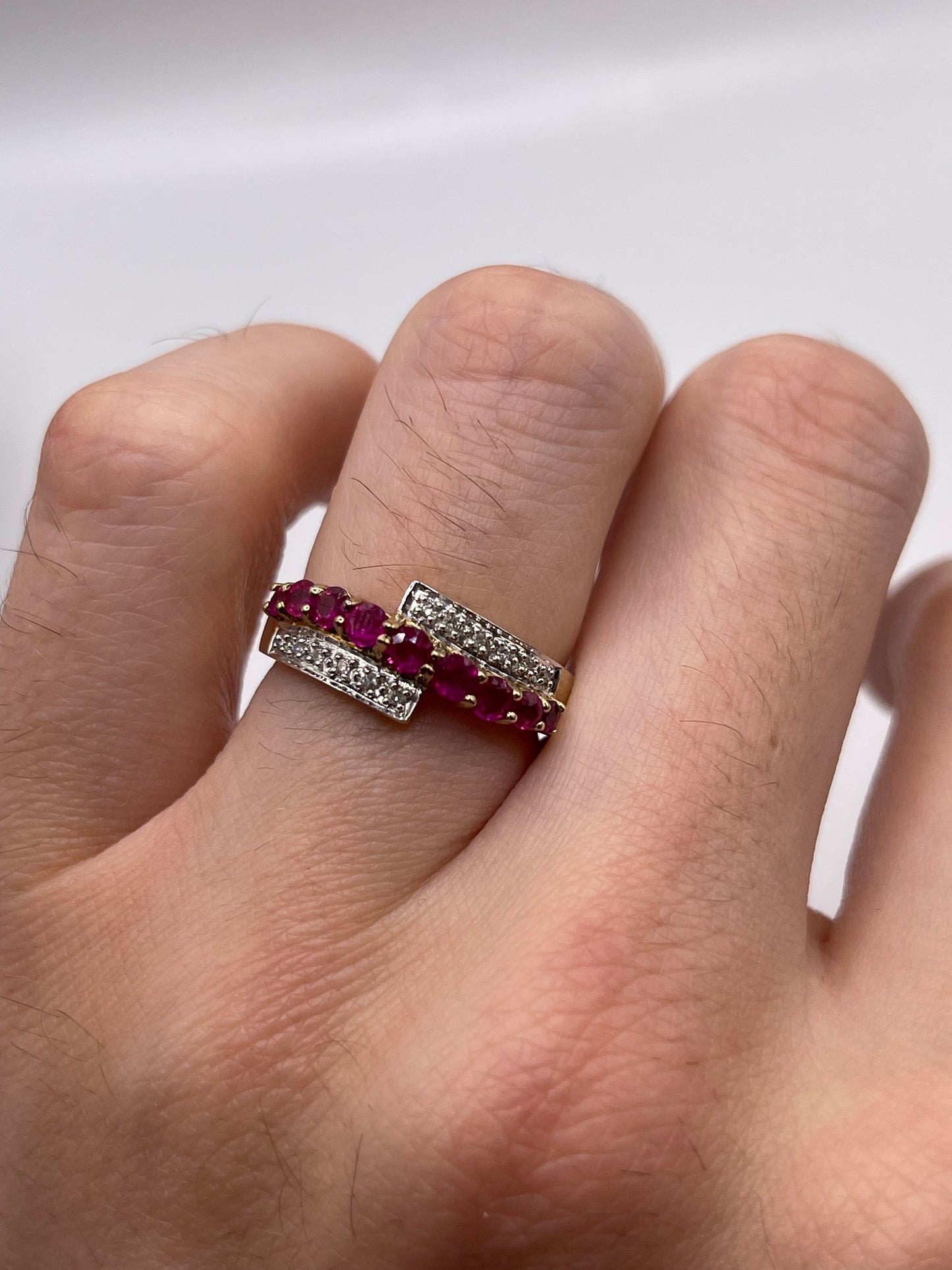 9ct gold ruby and diamond ring
