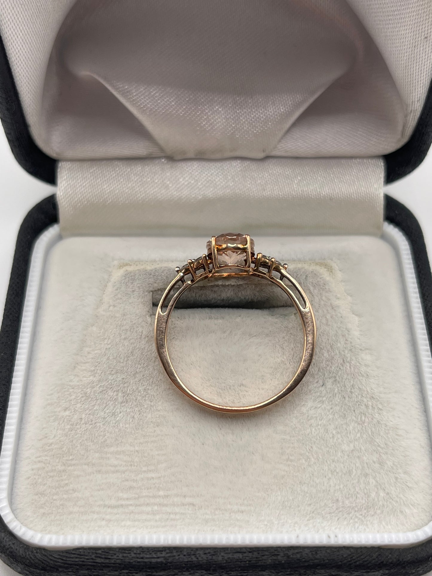 9ct rose gold morganite and diamond ring