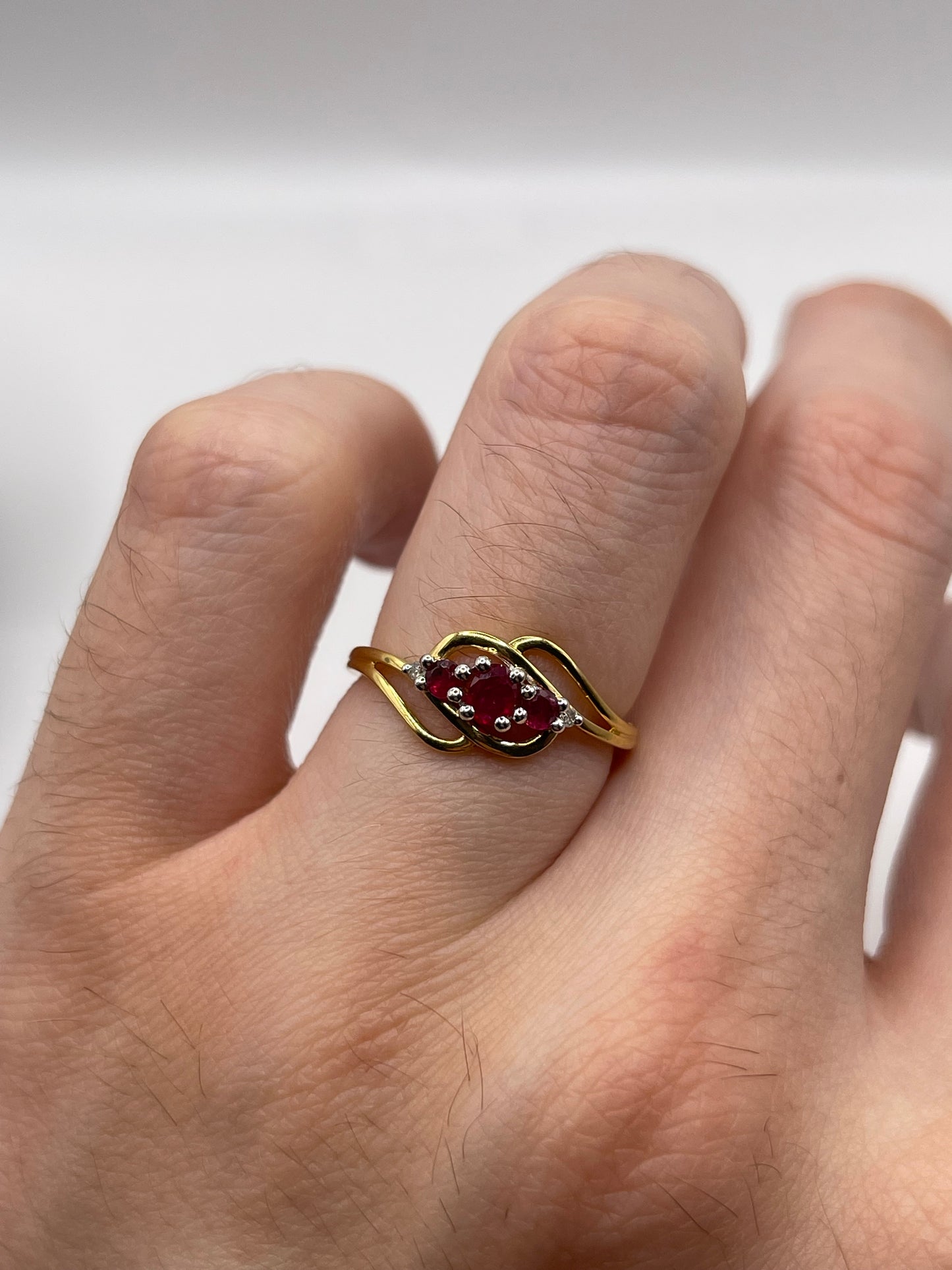 9ct gold ruby and diamond ring