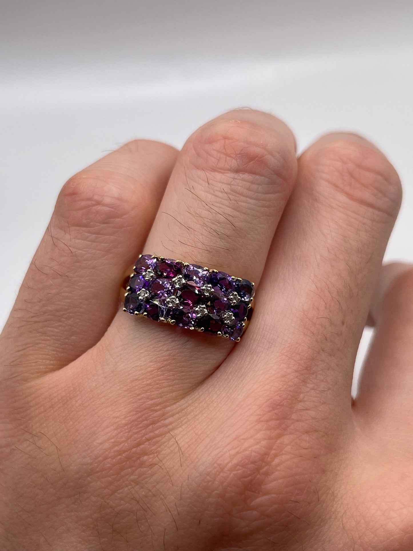 9ct gold multi gemstone and diamond ring
