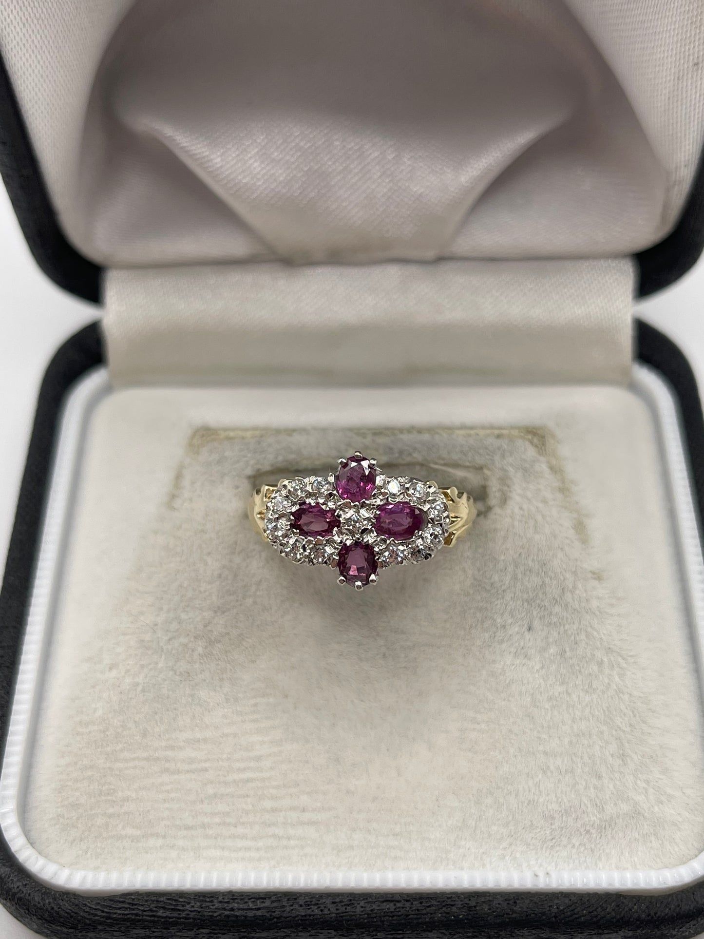 9ct gold ruby and cz ring