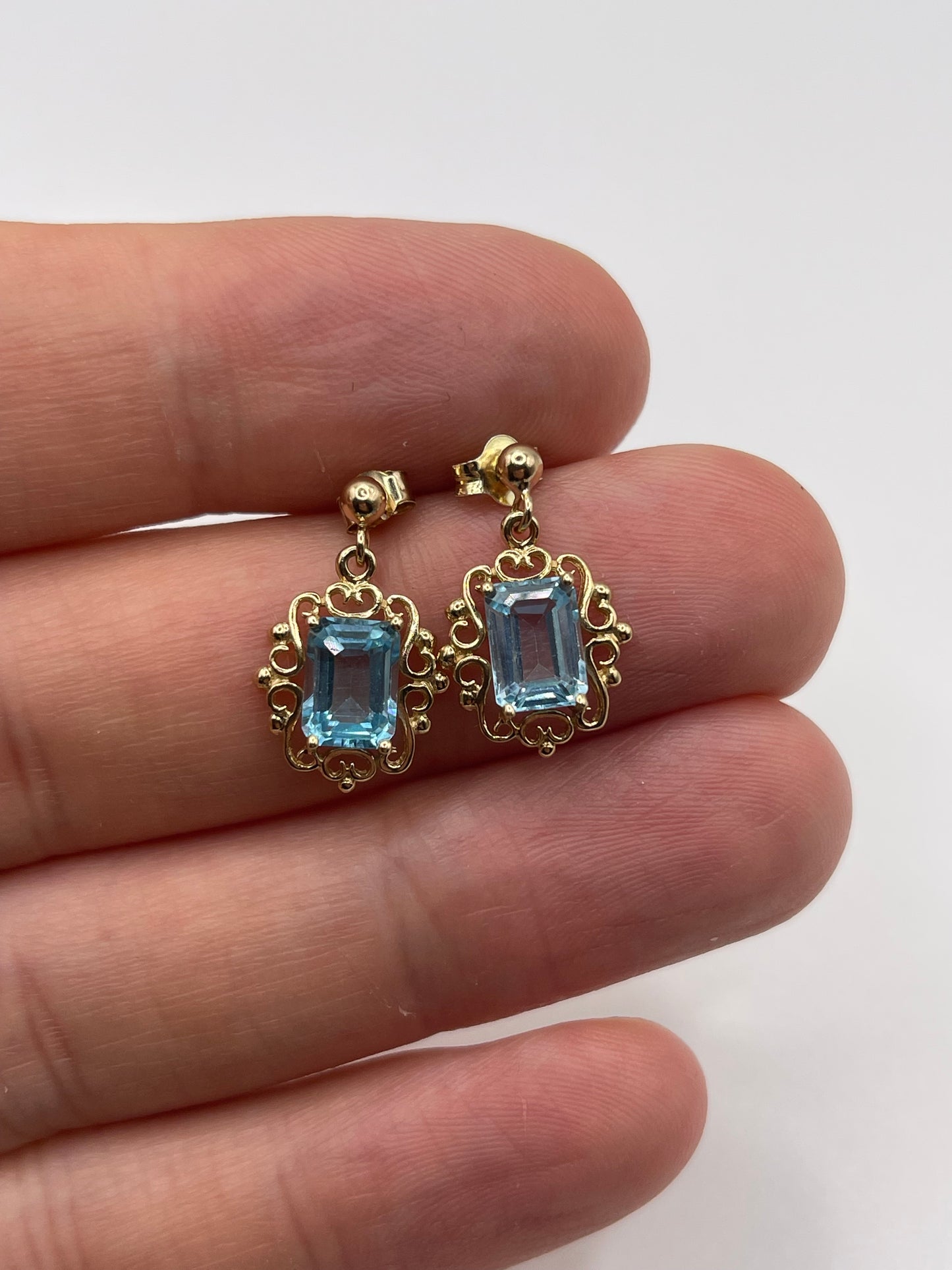9ct gold blue topaz earrings