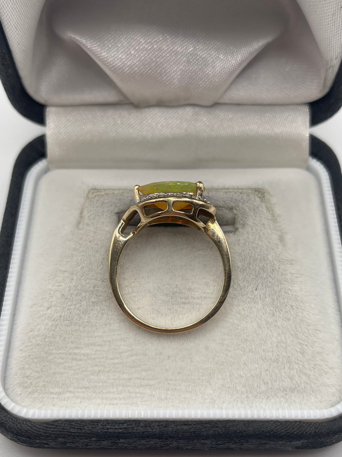 9ct gold opal and zircon ring